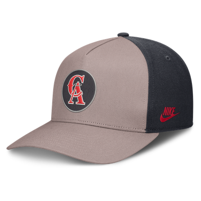 Los Angeles Angels Nike Cooperstown Rise A-Frame Adjustable Hat - Light Brown/Navy