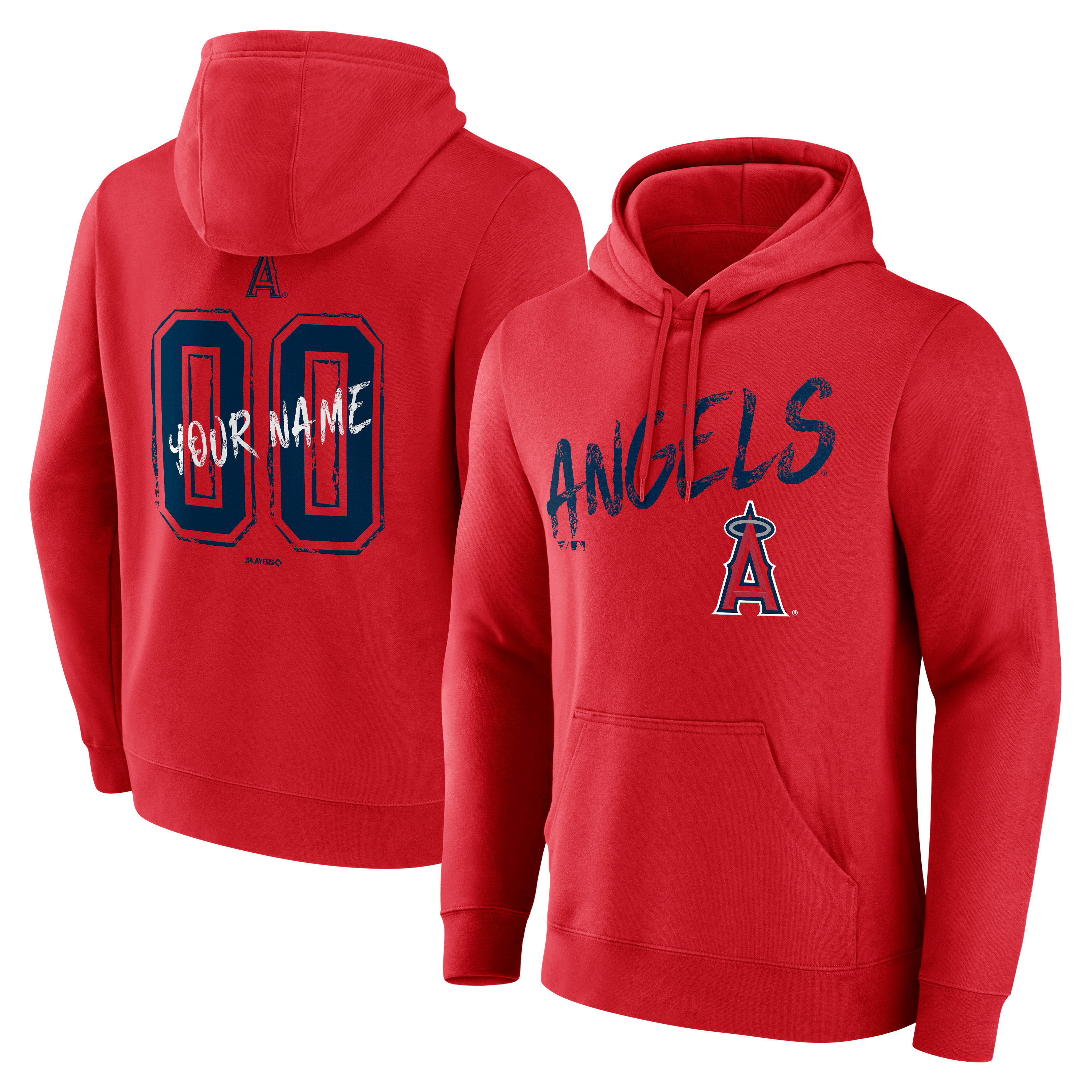 Men's Red Los Angeles Angels Hustle Personalized Name & Number Hoodie