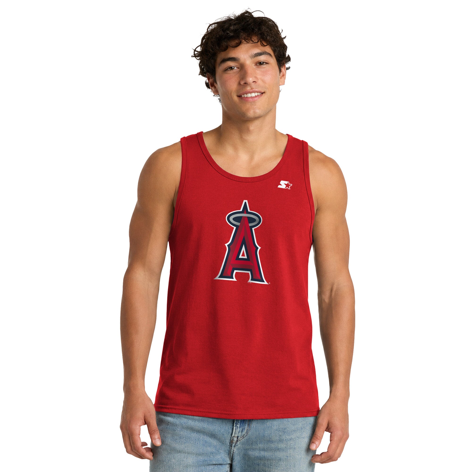 Men's Starter Red Los Angeles Angels Tank Top