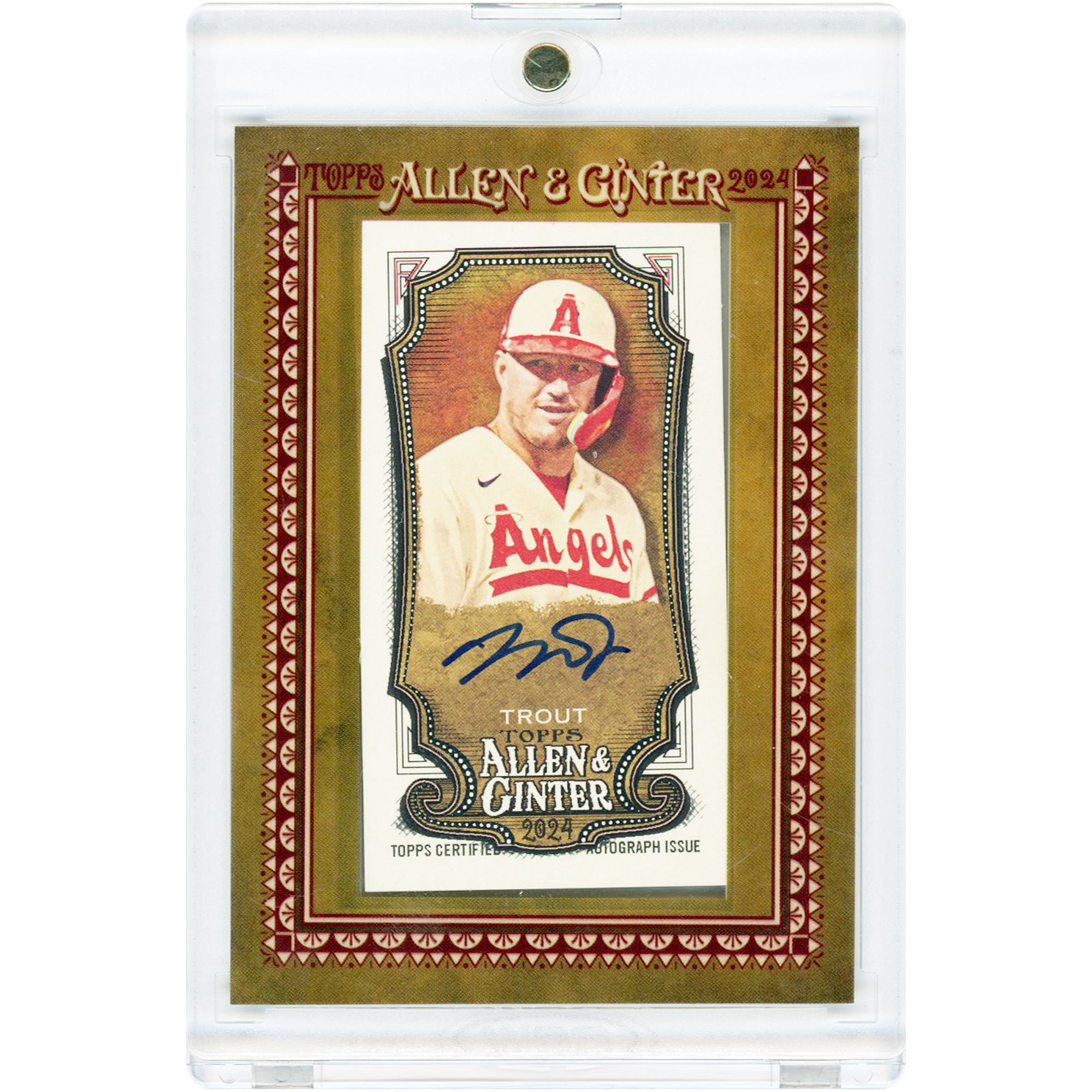 Carte Topps Allen & Ginter Mini #MA-MT 2024 autographiée par Mike Trout (Los Angeles Angels)