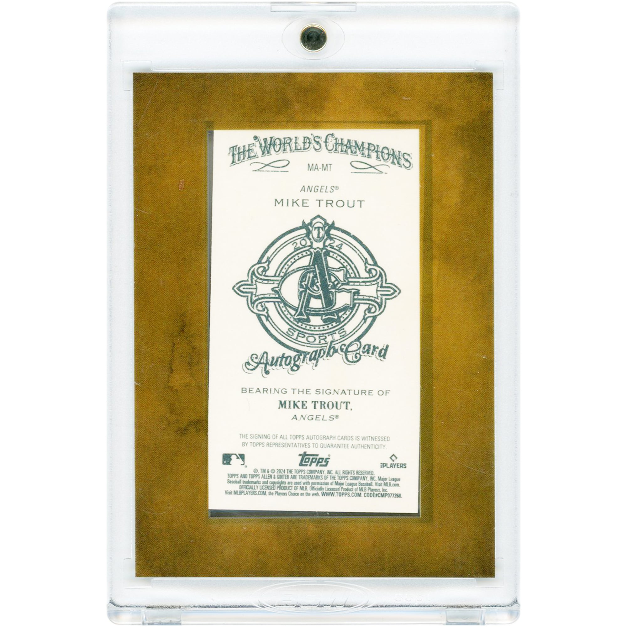 Carte Topps Allen & Ginter Mini #MA-MT 2024 autographiée par Mike Trout (Los Angeles Angels)