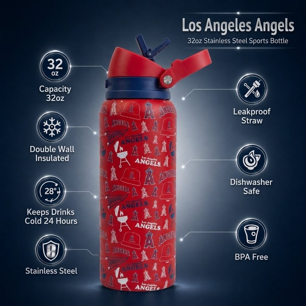 Pegasus Los Angeles Angels 32oz. Game Day Pennant Stainless Steel ProPress Water Bottle