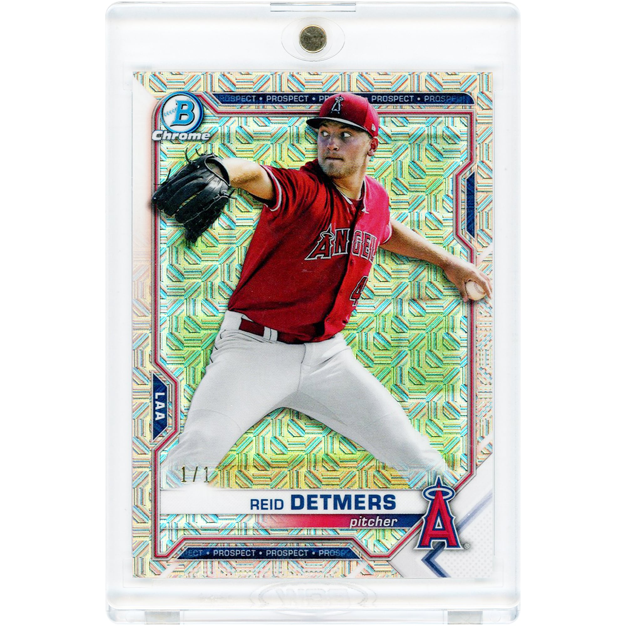 Reid Detmers Los Angeles Angels 2021 Bowman Chrome Mega Box Mojo Refractor #BCP-155 Card