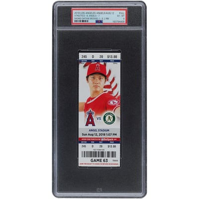 Shohei Ohtani Los Angeles Angels Fanatics Authentic August 12, 2018 PSA Authenticated 6 Ticket