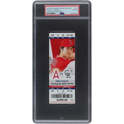 Shohei Ohtani Los Angeles Angels Fanatics Authentic August 28, 2018 PSA Authenticated 8 Ticket