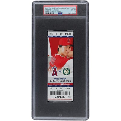 Shohei Ohtani Los Angeles Angels Fanatics Authentic September 29, 2018 PSA Authenticated 6 Ticket