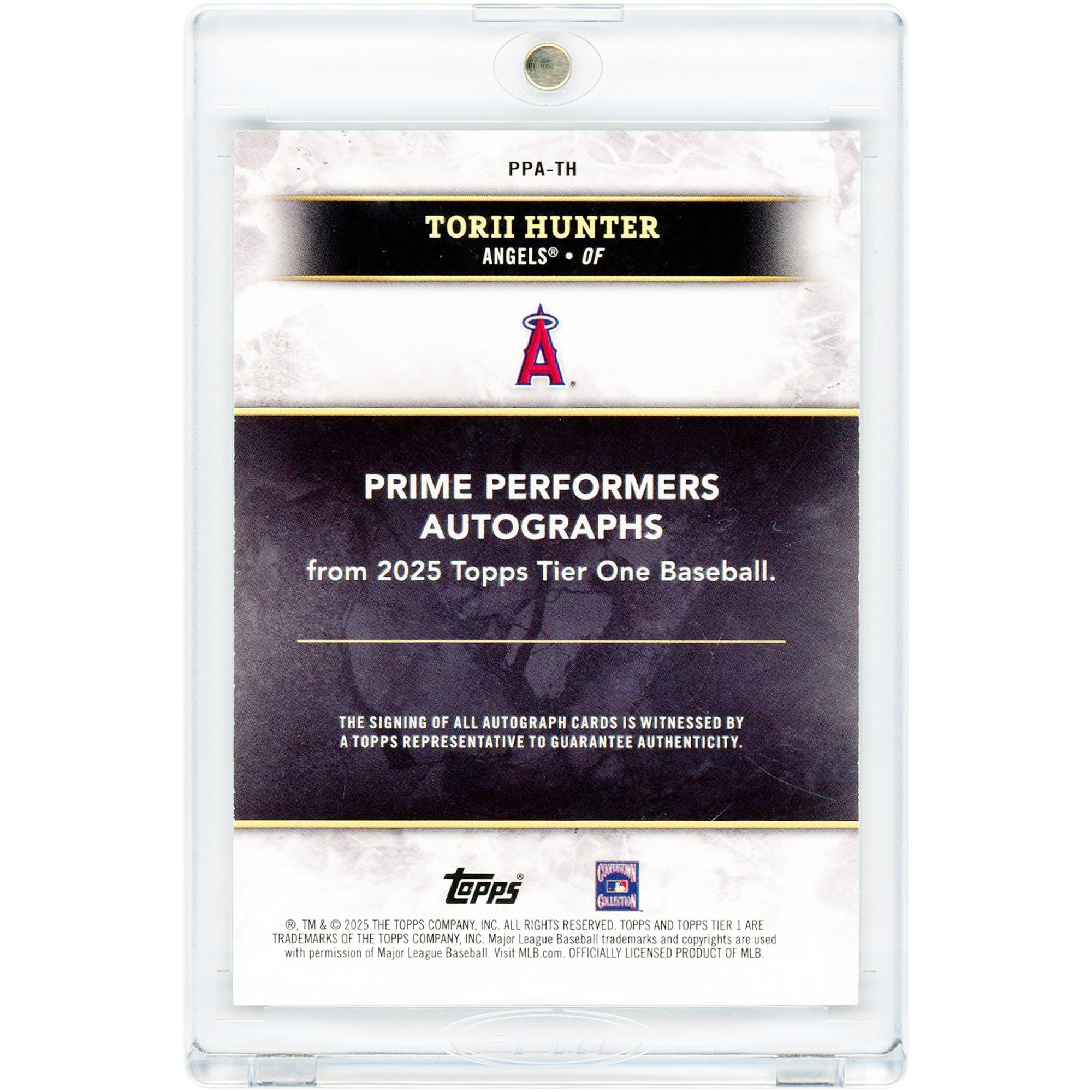 Carte autographiée de Torii Hunter (Los Angeles Angels) - Collection Topps Tier One Prime Performers 2025 #PPA-TH #64/249