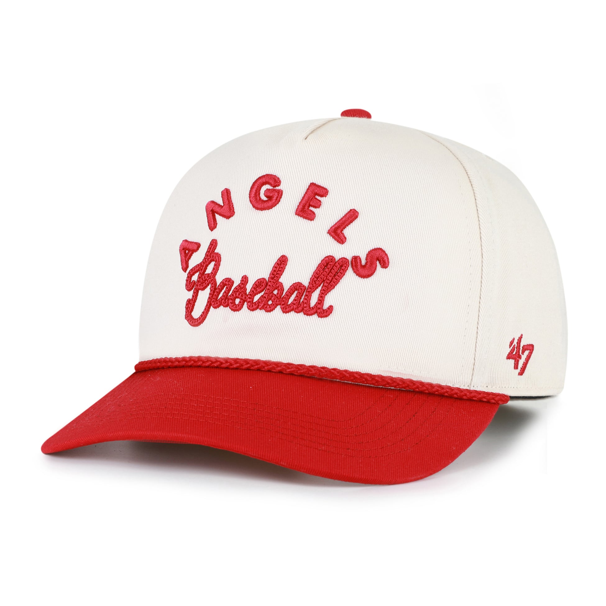 Unisex '47 Natural/Red Los Angeles Angels Rope Script Hitch Adjustable Hat