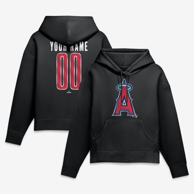 Los Angeles Angels Women's Metallic Mascot Personalized Name & Number Hoodie - Black