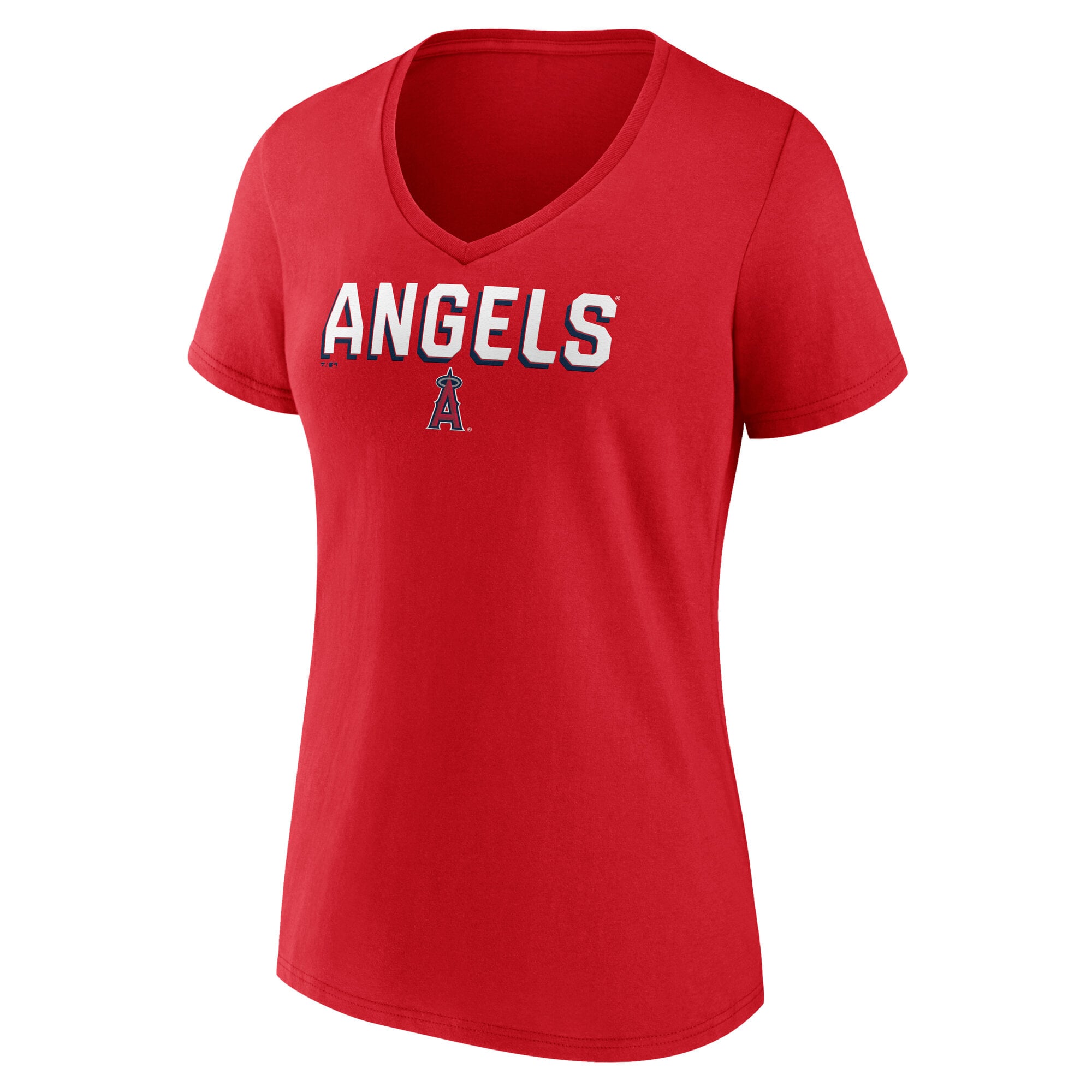 Women's Fanatics Red Los Angeles Angels Primary Play V-Neck T-Shirt