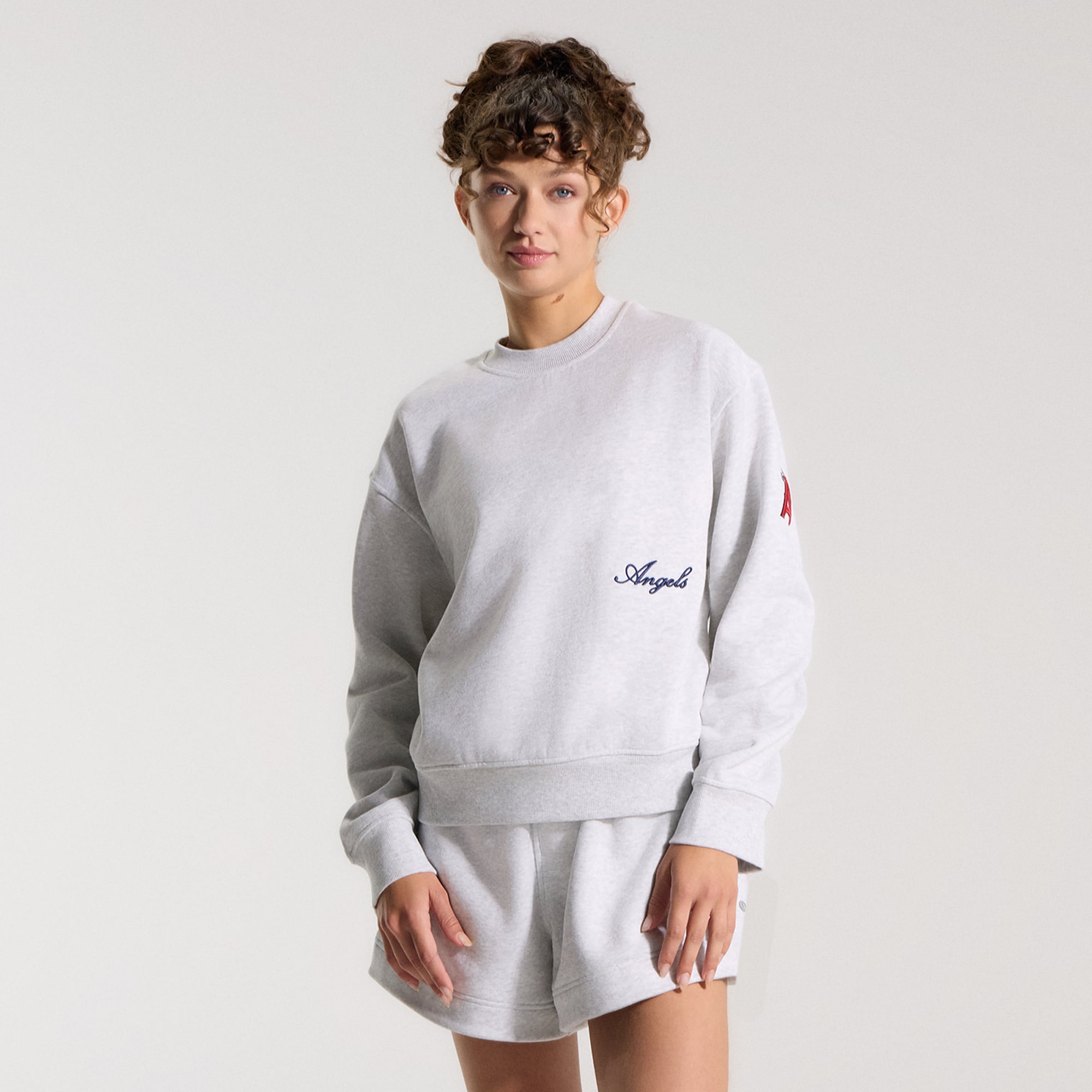 Women's lululemon Heathered Core Ultra Light Grey Los Angeles Angels Oversized Steady State Crew