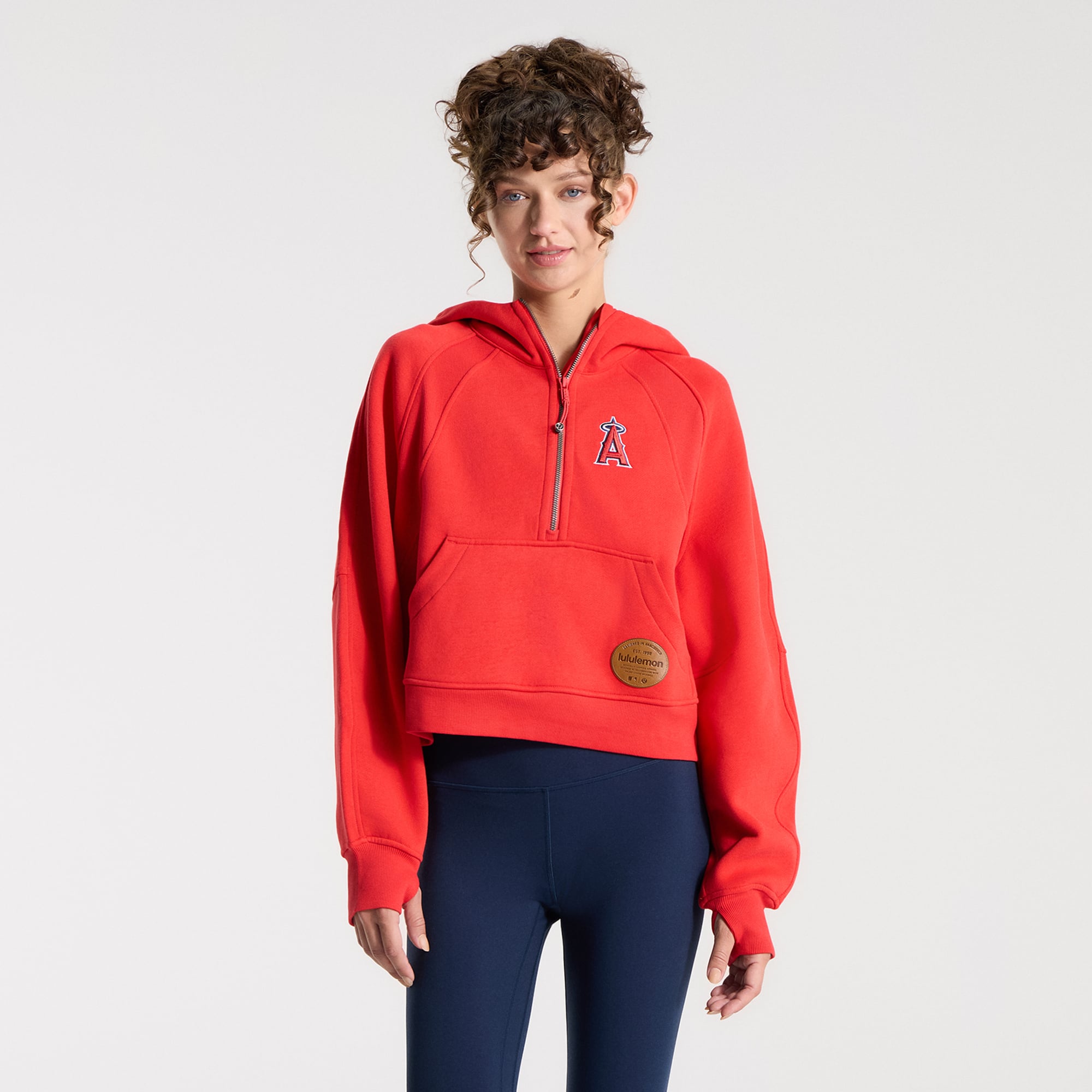 Women's lululemon True Red Los Angeles Angels Scuba Oversized Half-Zip Hoodie