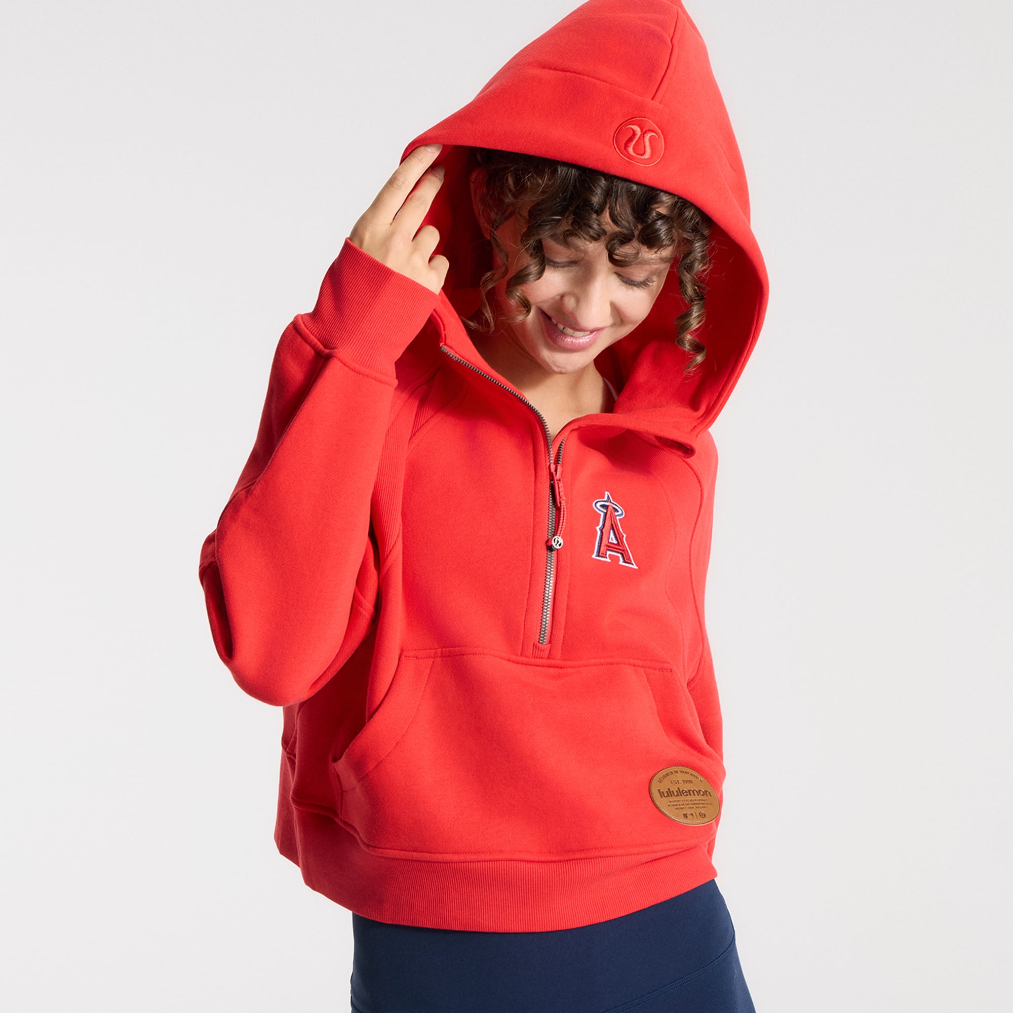 Women's lululemon True Red Los Angeles Angels Scuba Oversized Half-Zip Hoodie