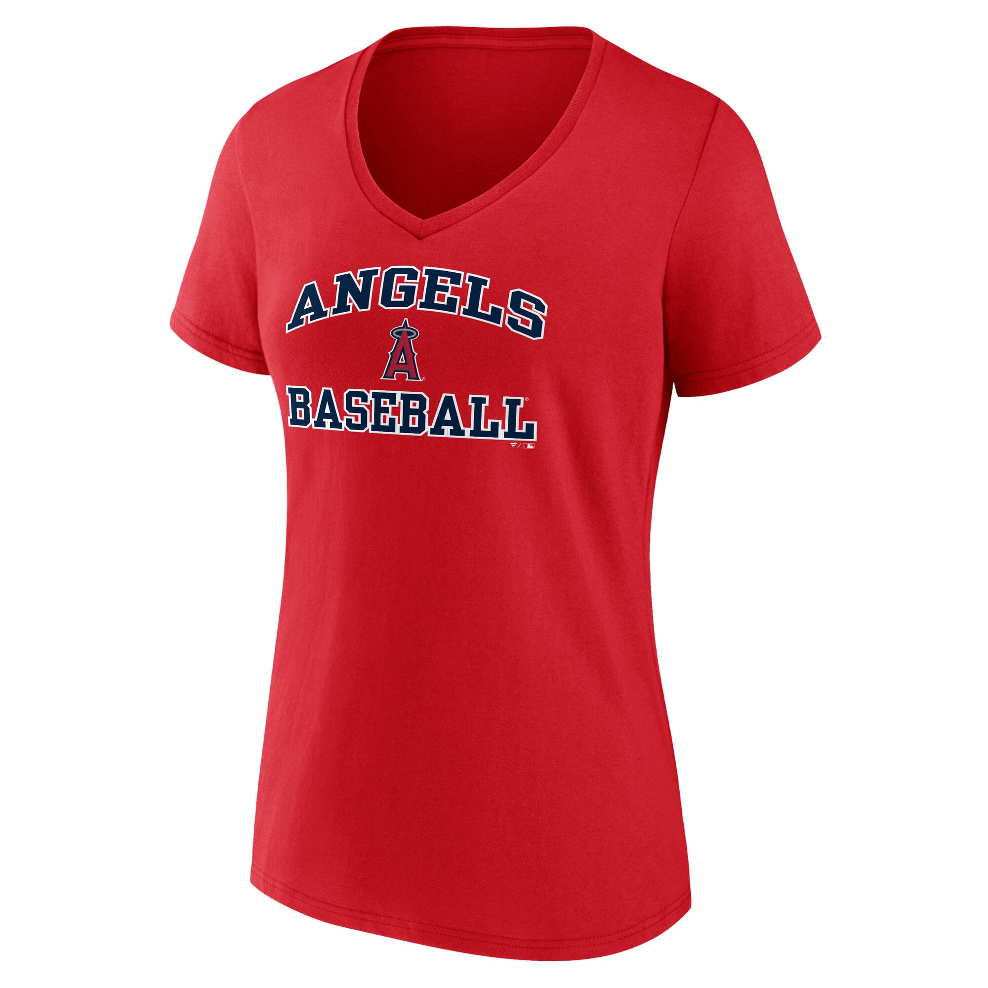 T-shirt rouge à col en V Los Angeles Angels Heart & Soul pour femmes