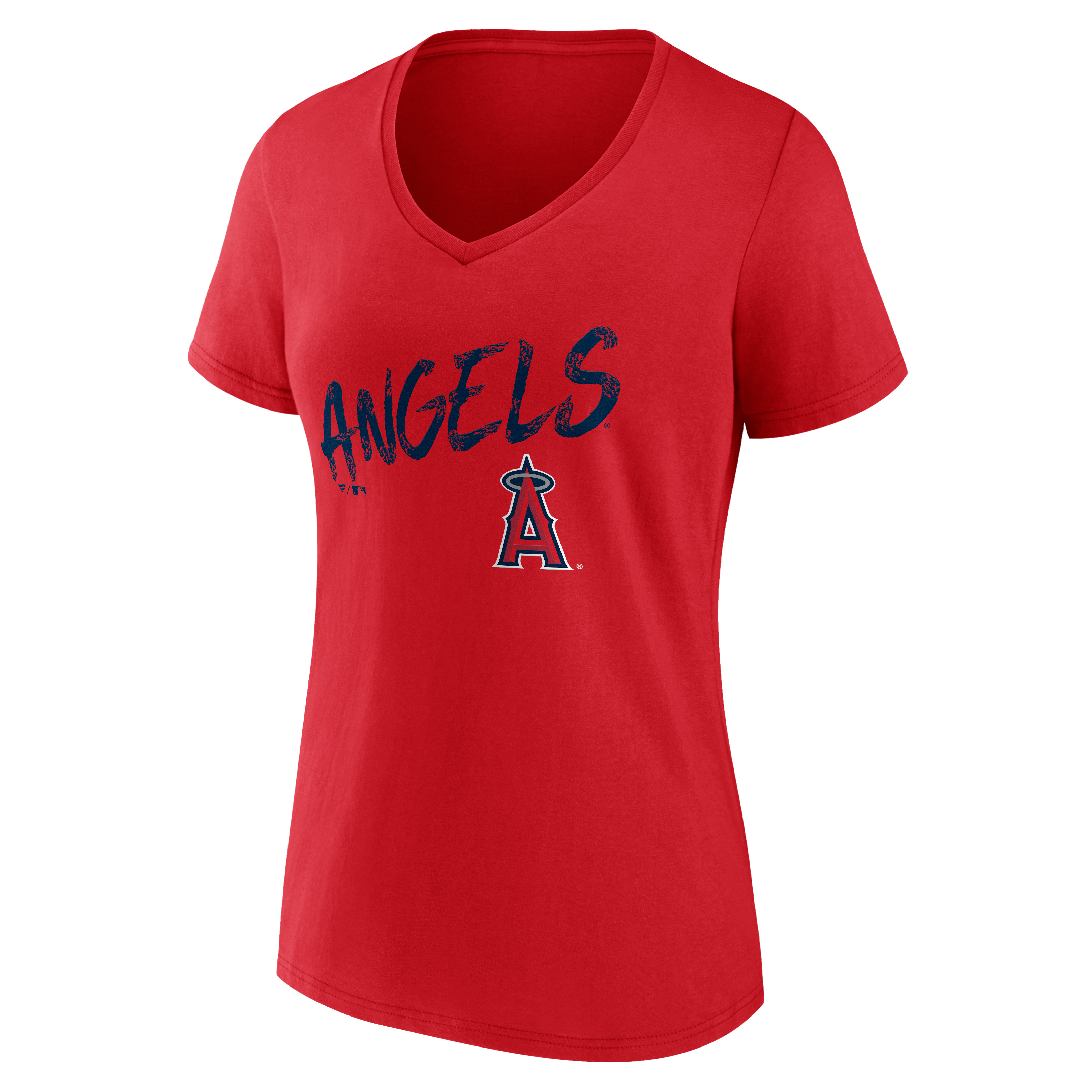 T-shirt à col en V personnalisé avec nom et numéro Los Angeles Angels pour femme, rouge