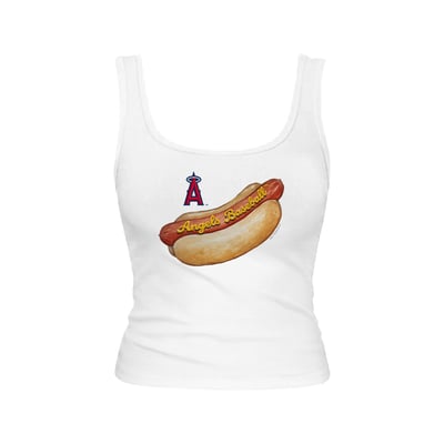 Los Angeles Angels Tiny Turnip Women's Emmy Hot Dog Tri-Blend Tank Top - White