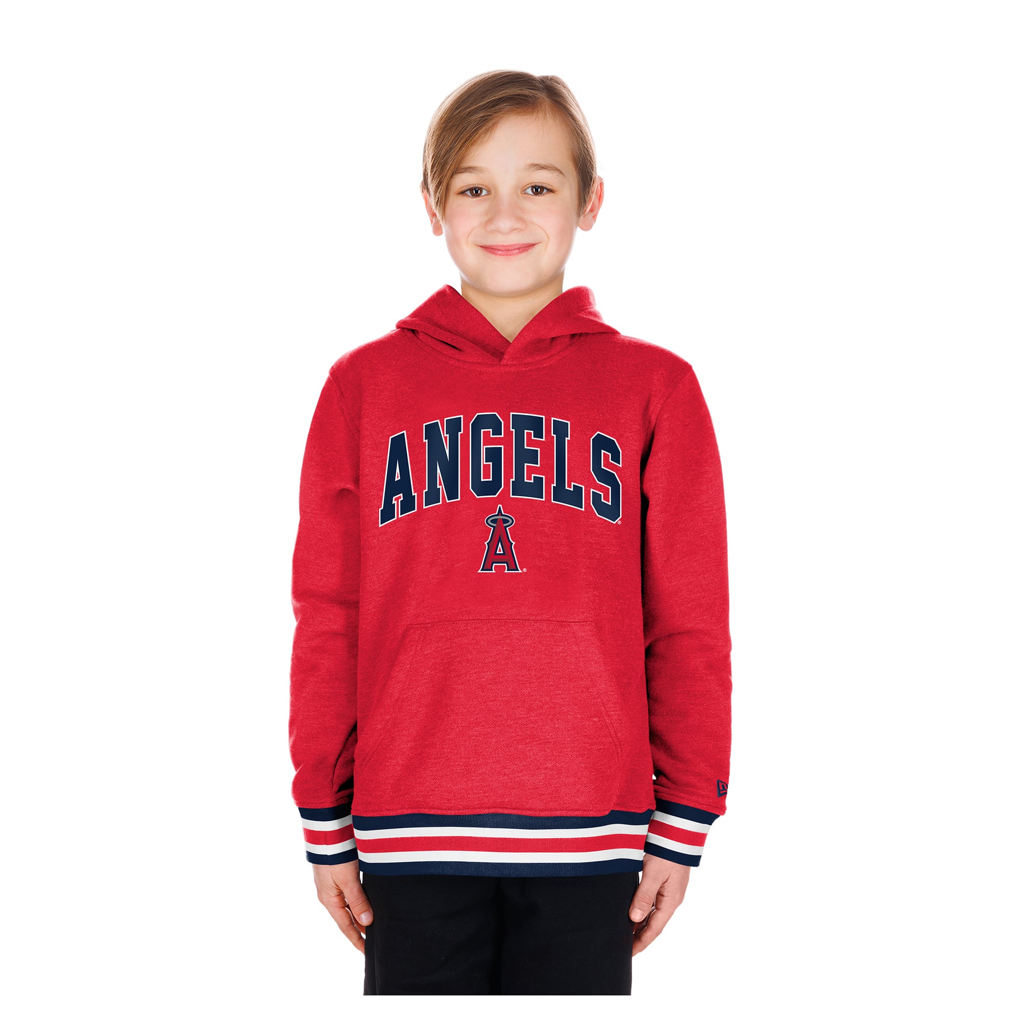 Youth New Era Red Los Angeles Angels Knit Trim Pullover Hoodie