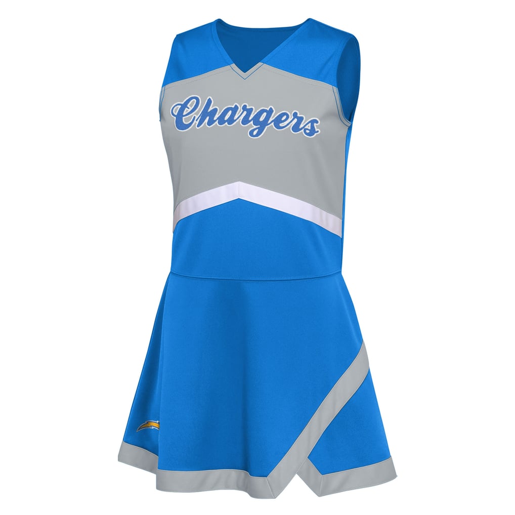 chargers jersey dress Girls Preschool Powder Blue Los Angeles Two-Piece Cheer Captain Jumper with Bloomers Set cute ways to wear a football jersey