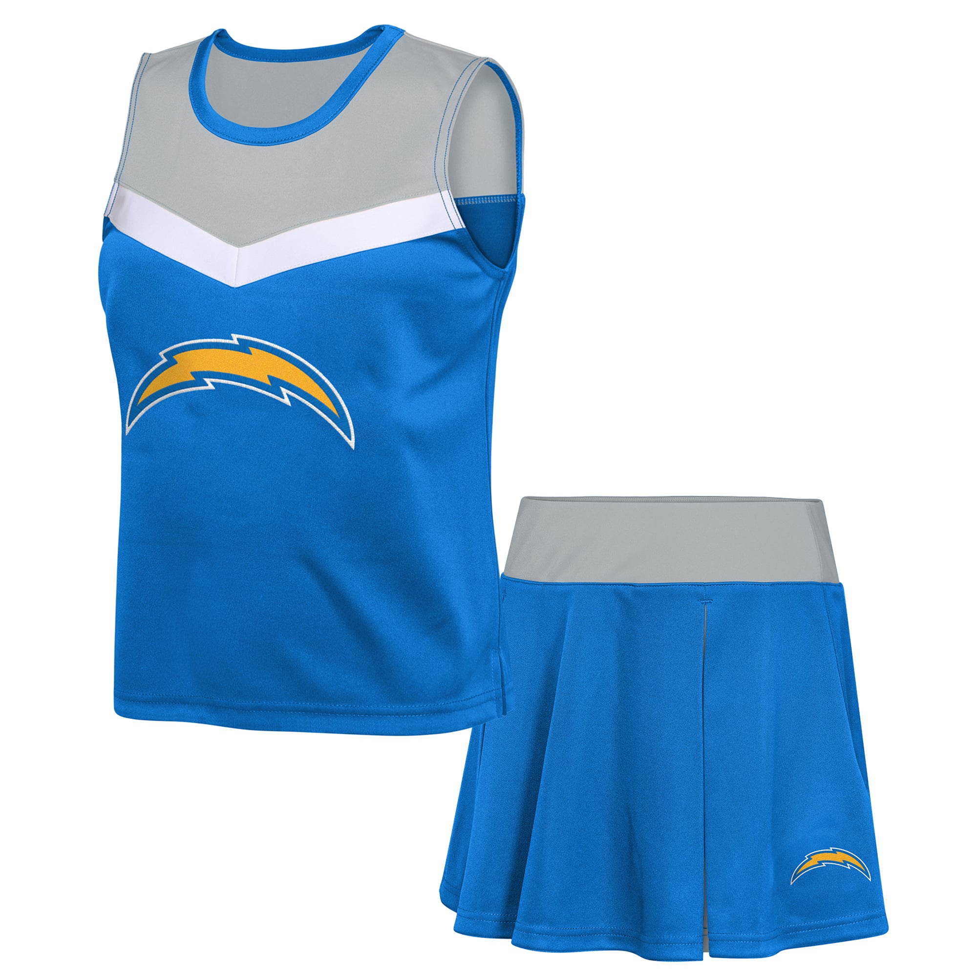 Girls Youth Powder Blue Los Angeles Chargers Spirit Two-Piece Cheerleader Set