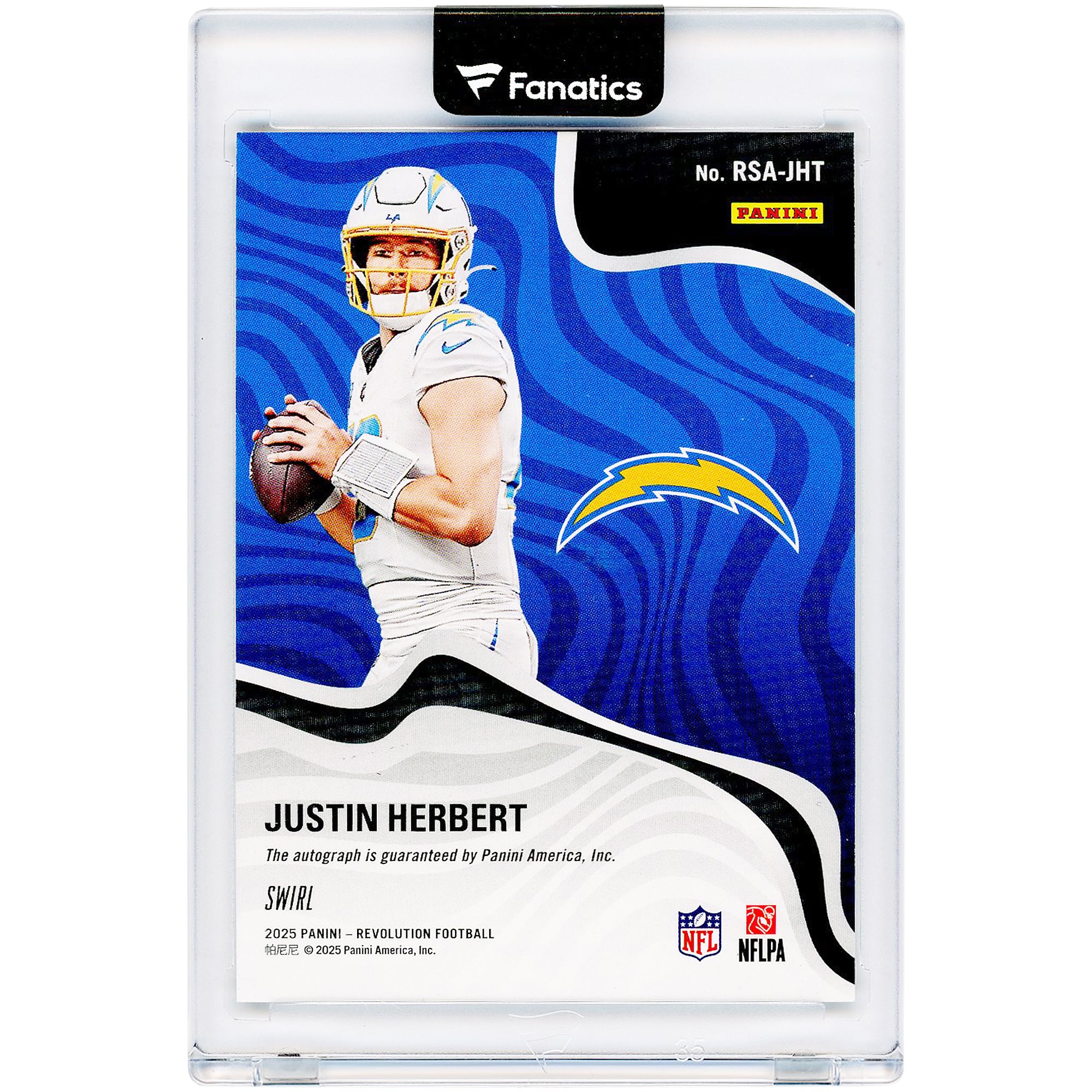 Justin Herbert Los Angeles Chargers Autographed 2025 Panini Revolution Swirl Prizm #RSA-JHT Card