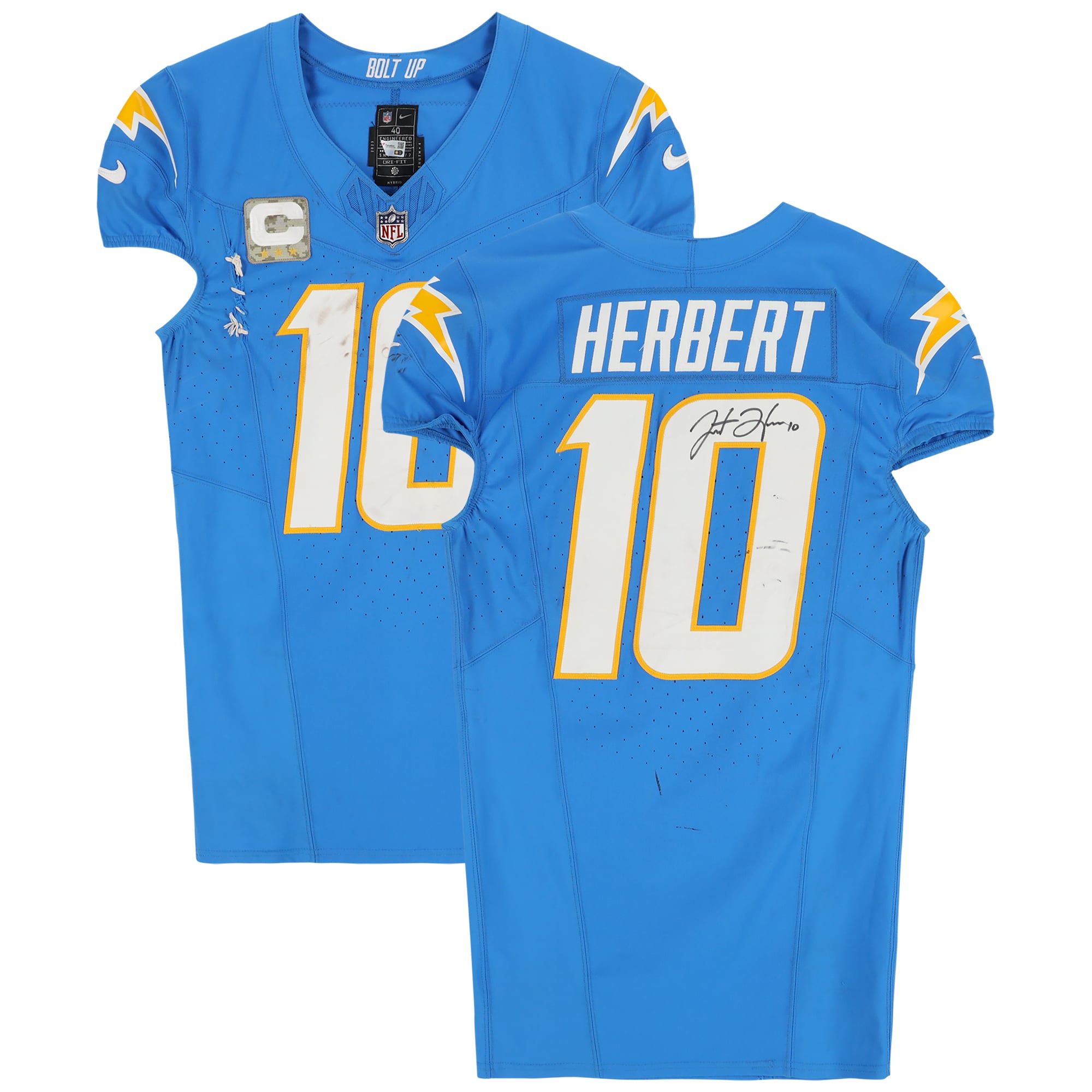 Justin Herbert Los Angeles Chargers Autographed Game-Used Jersey vs. New York Jets on November 6, 2023