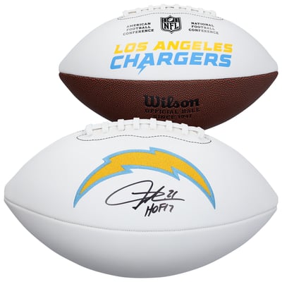 LaDainian Tomlinson Los Angeles Chargers Autographed Fanatics Authentic Wilson White Panel Football with "HOF 17" Inscription