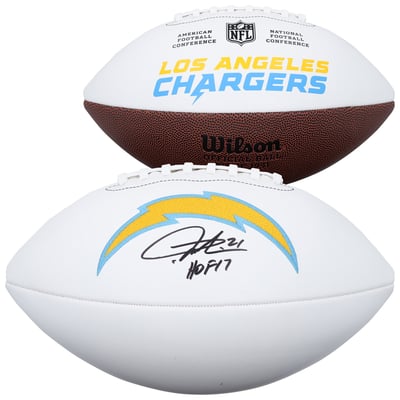 LaDainian Tomlinson Los Angeles Chargers Autographed Fanatics Authentic Wilson White Panel Football with "HOF 17" Inscription