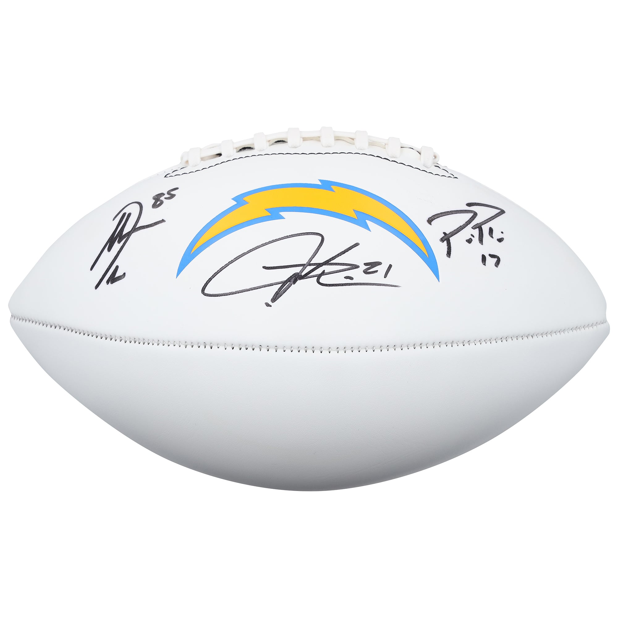 Ballon de football américain Franklin White Panel autographié par LaDainian Tomlinson, Philip Rivers et Antonio Gates des Chargers de Los Angeles