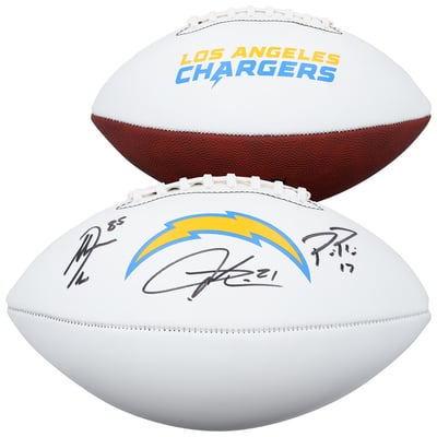 LaDainian Tomlinson, Philip Rivers & Antonio Gates Los Angeles Chargers Autographed Fanatics Authentic Franklin White Panel Football
