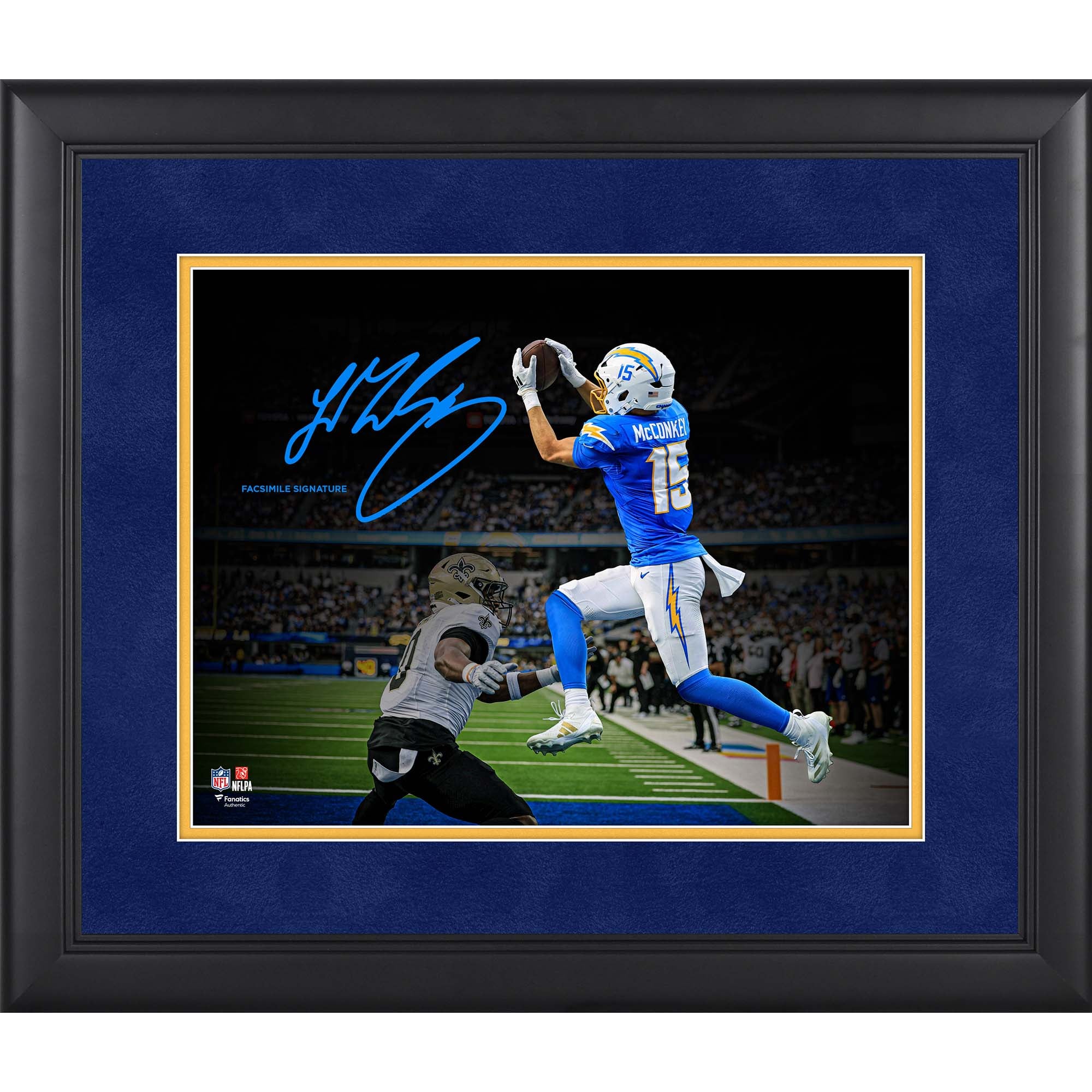 Photo encadrée avec la signature fac-similé de Ladd McConkey, joueur des Chargers de Los Angeles (11 x 14 pouces).