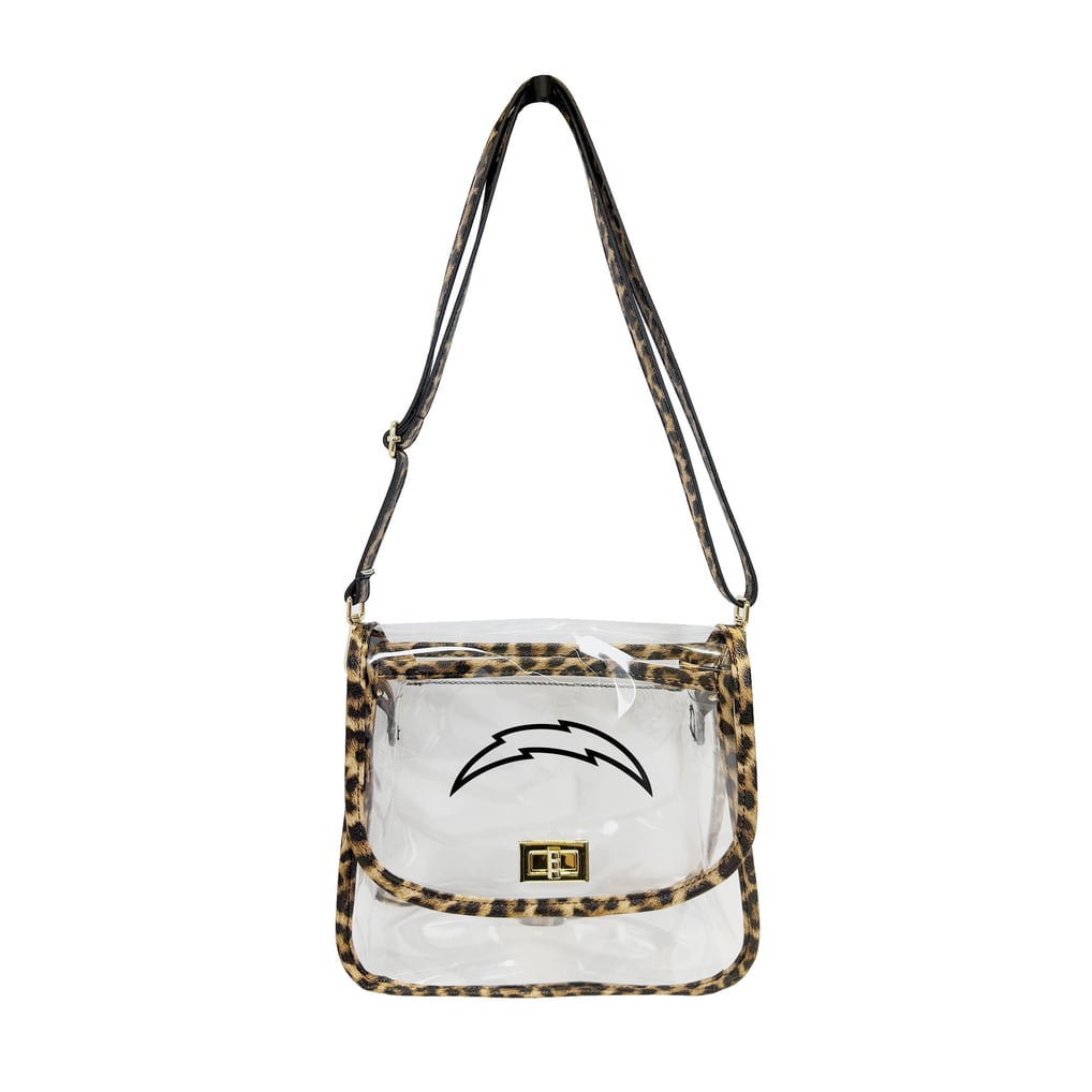Sac à main transparent à bordure léopard et logo des Chargers de Los Angeles