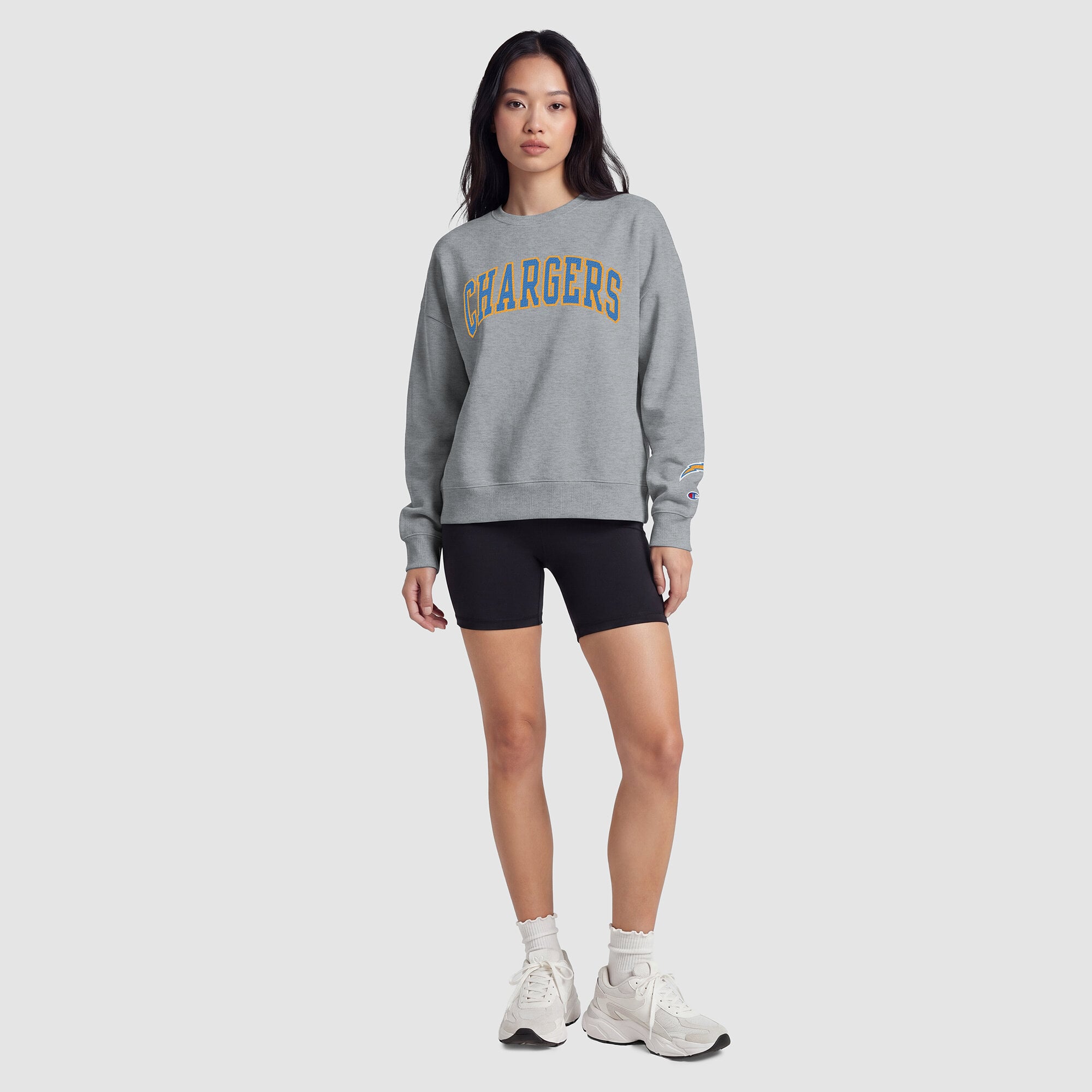 Los Angeles Chargers Champion Women's Contrast Lined Sweatshirt - Heather Gray