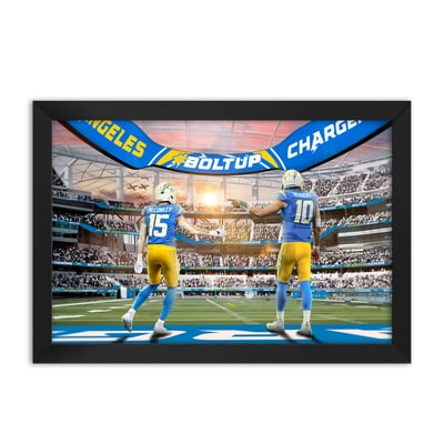 Los Angeles Chargers Ladd McConkey & Justin Herbert 27" x 39" Two-Player Framed Print