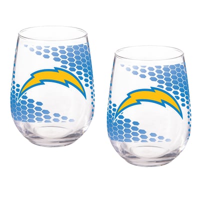 Los Angeles Chargers Two-Piece 17oz. Color Fade Stemless Wine Glass Set