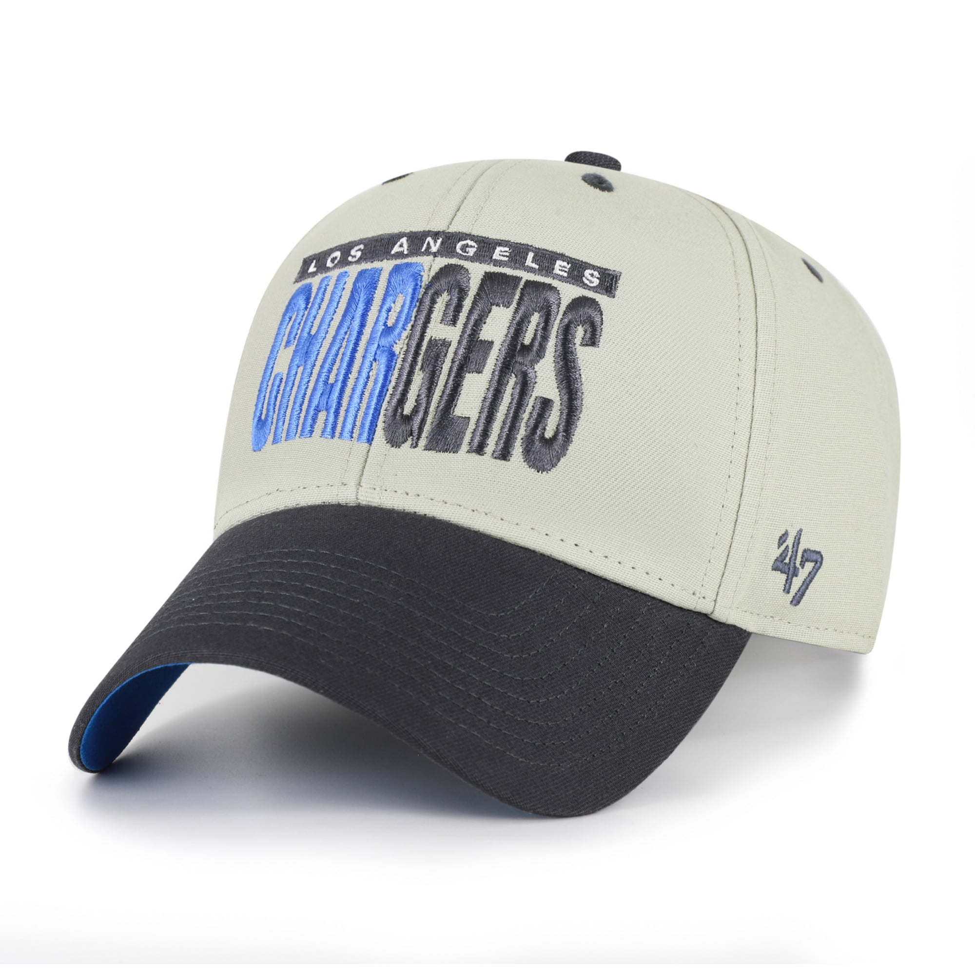 Casquette ajustable pour homme « 47 » grise/noire Los Angeles Chargers, inscription demi-bloc MVP