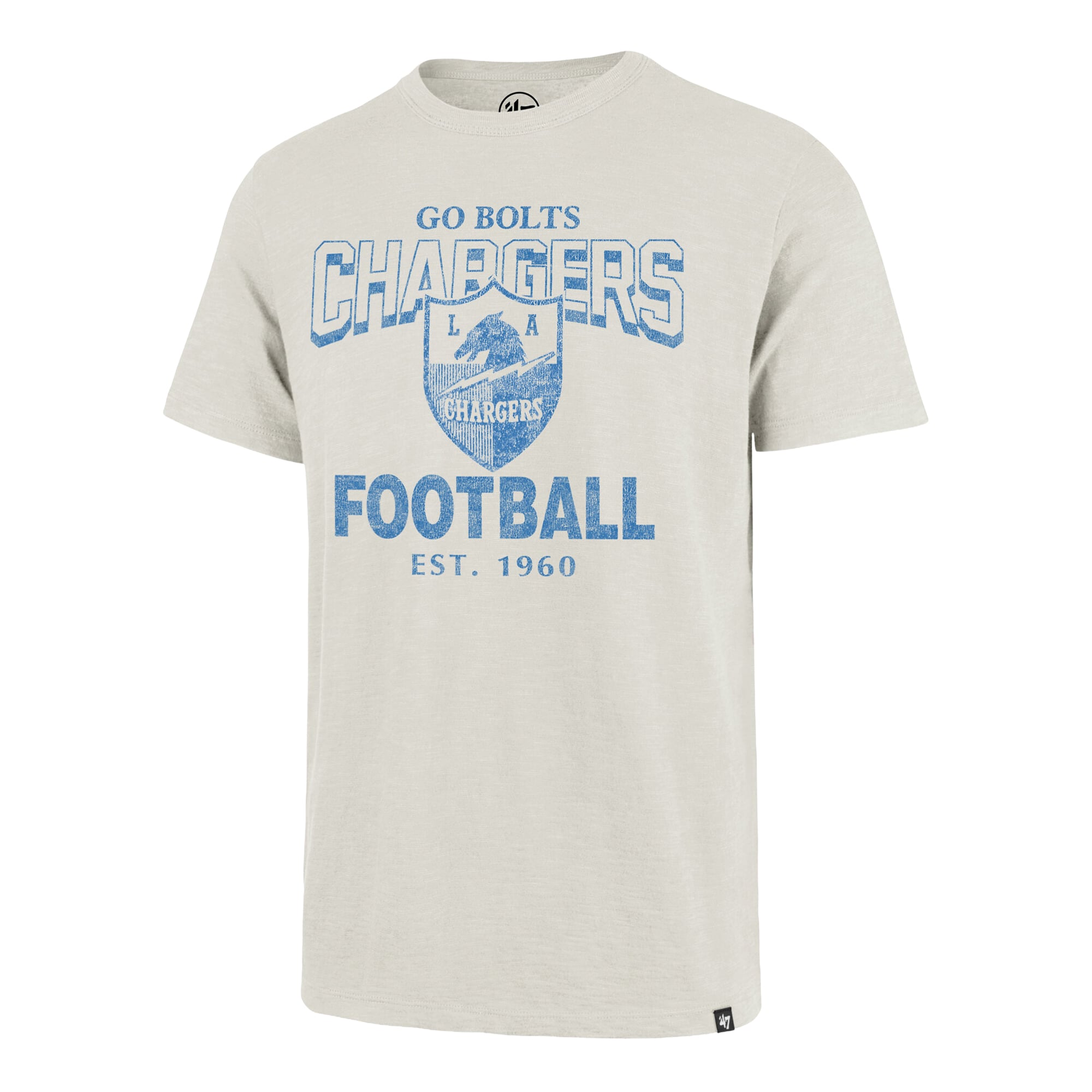 Men's '47 Natural Los Angeles Chargers Head On Scrum Slub T-Shirt