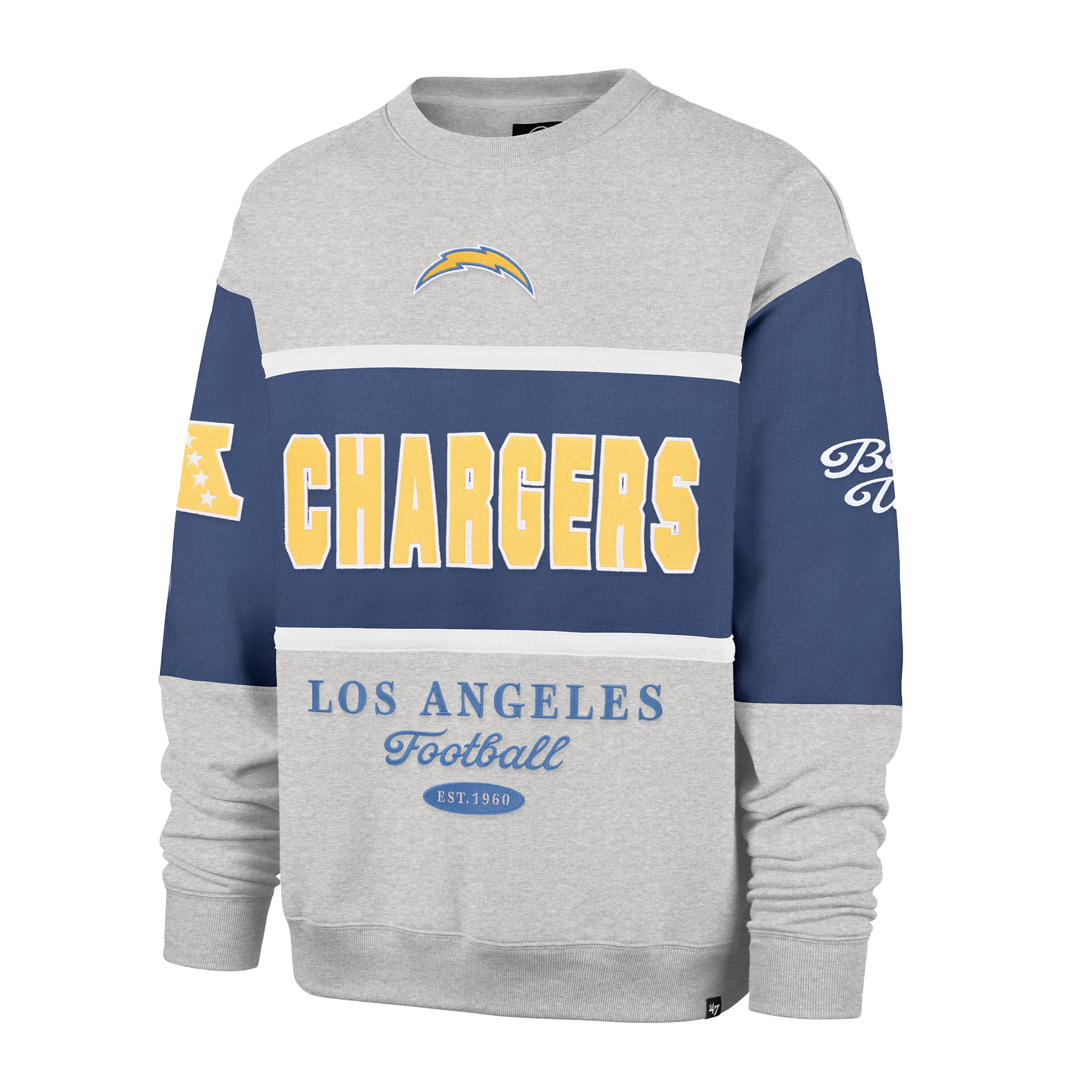 Sweat-shirt homme '47 bleu marine/gris chiné Los Angeles Chargers Blockfield Maximalist