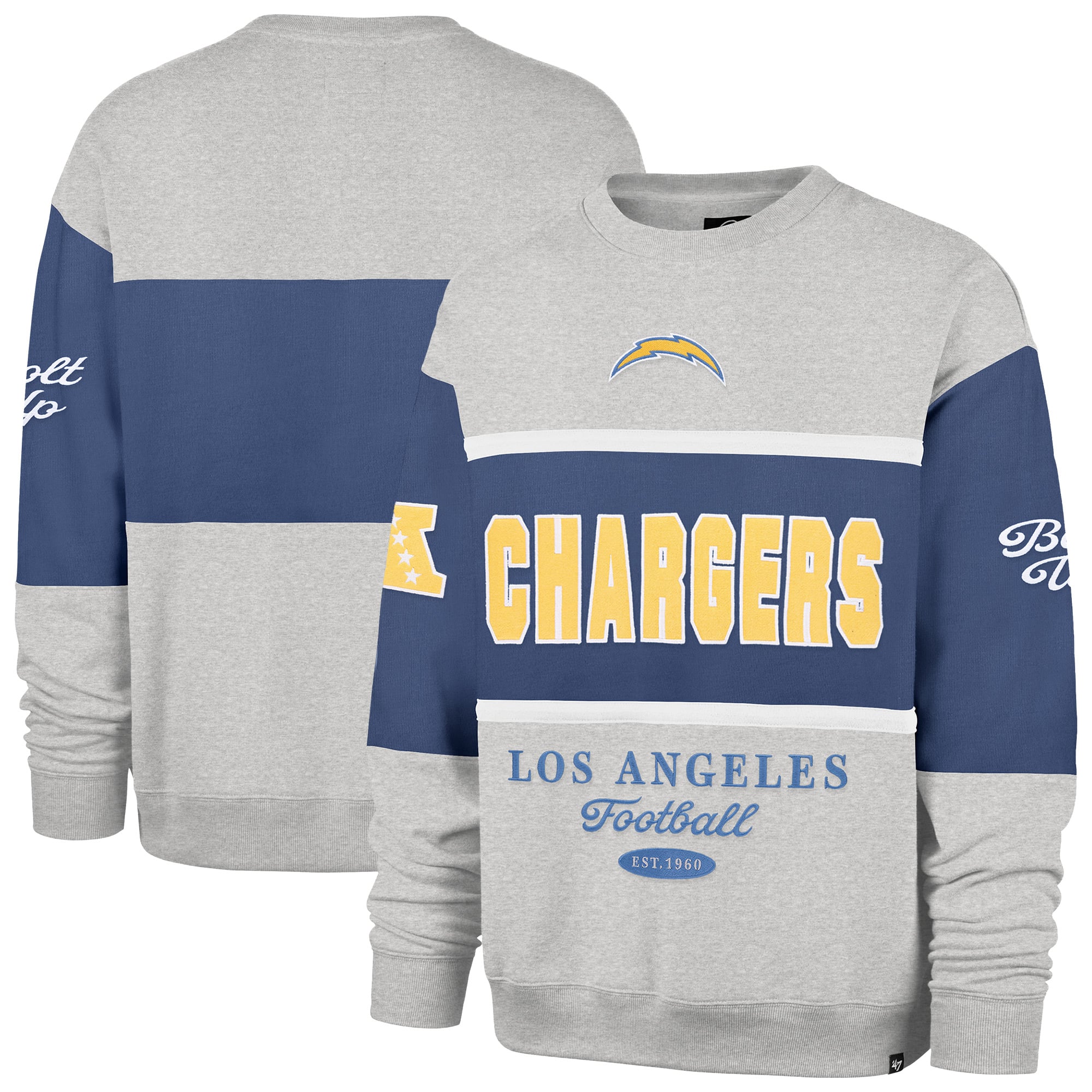 Sweat-shirt homme '47 bleu marine/gris chiné Los Angeles Chargers Blockfield Maximalist