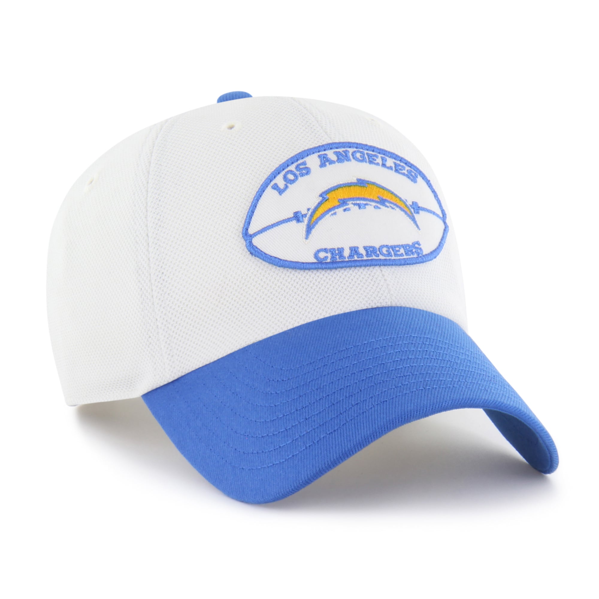 Men's '47 White/Blue Los Angeles Chargers Pique Patch Clean Up Adjustable Hat