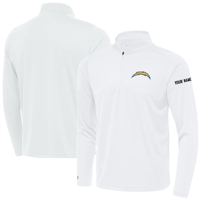 Los Angeles Chargers Antigua  Personalized Tribute Quarter-Zip Pullover - White