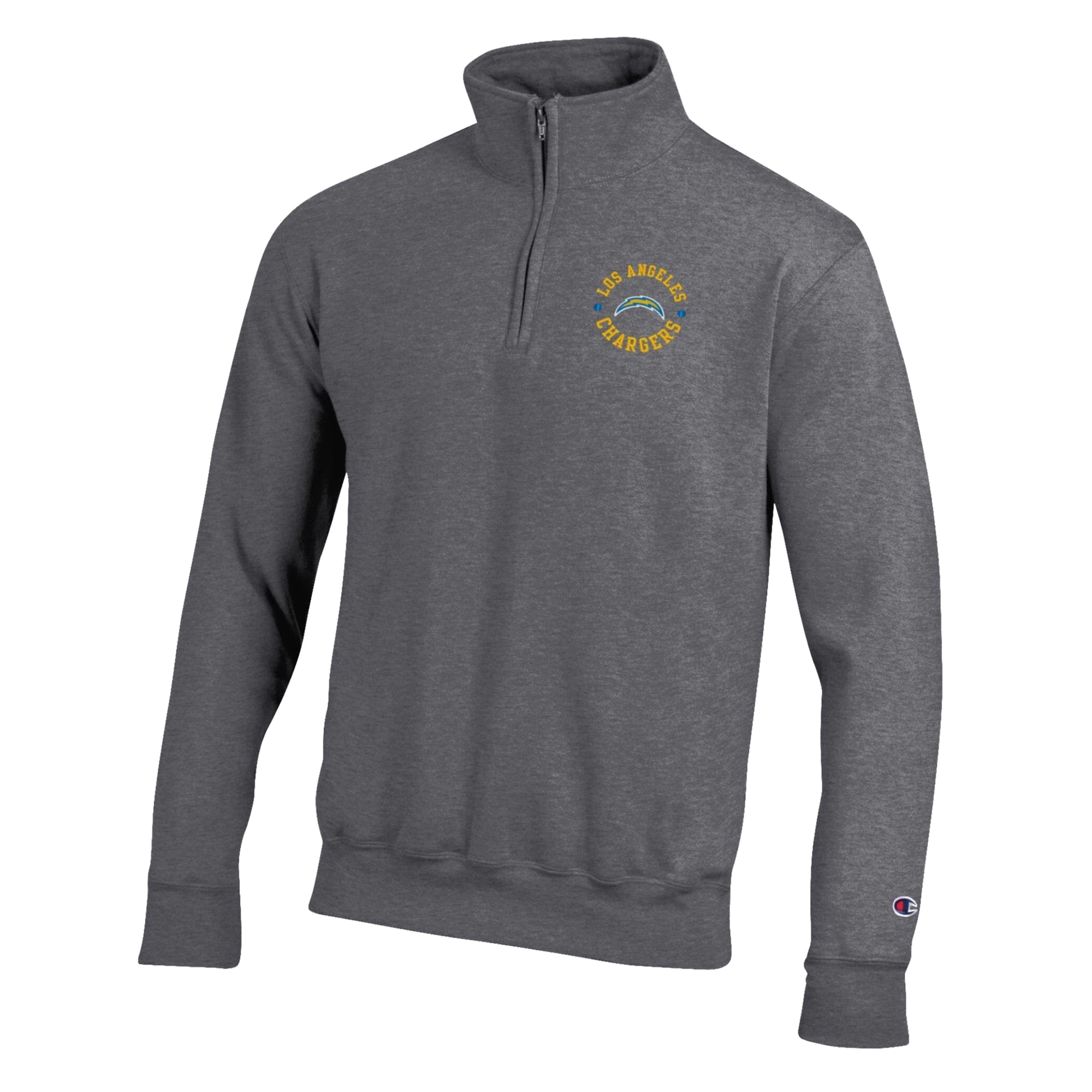 Pull à col zippé Champion gris chiné Los Angeles Chargers pour homme