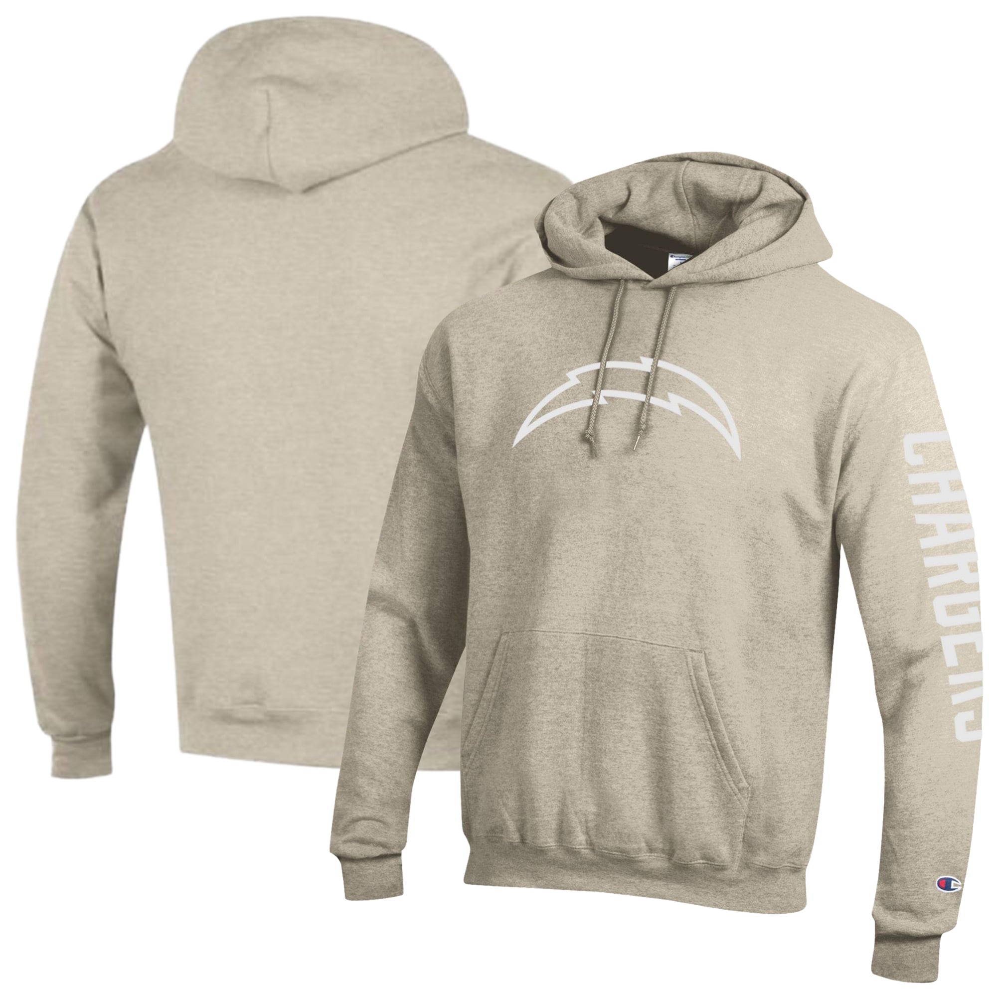 Men's Champion  Oatmeal Los Angeles Chargers Powerblend Hoodie