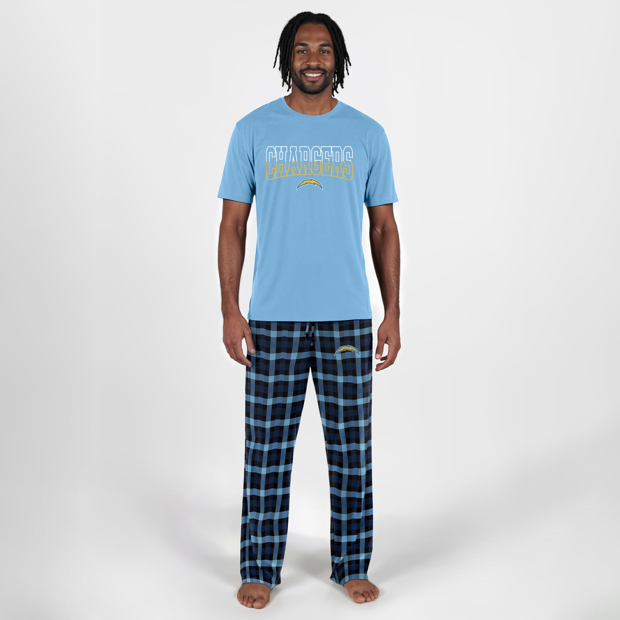 Men's Concepts Sport Powder Blue Los Angeles Chargers Highland Sleep Set