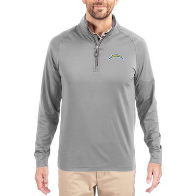 Los Angeles Chargers Cutter & Buck Adapt Eco Knit Quarter-Zip Pullover Jacket - Gray