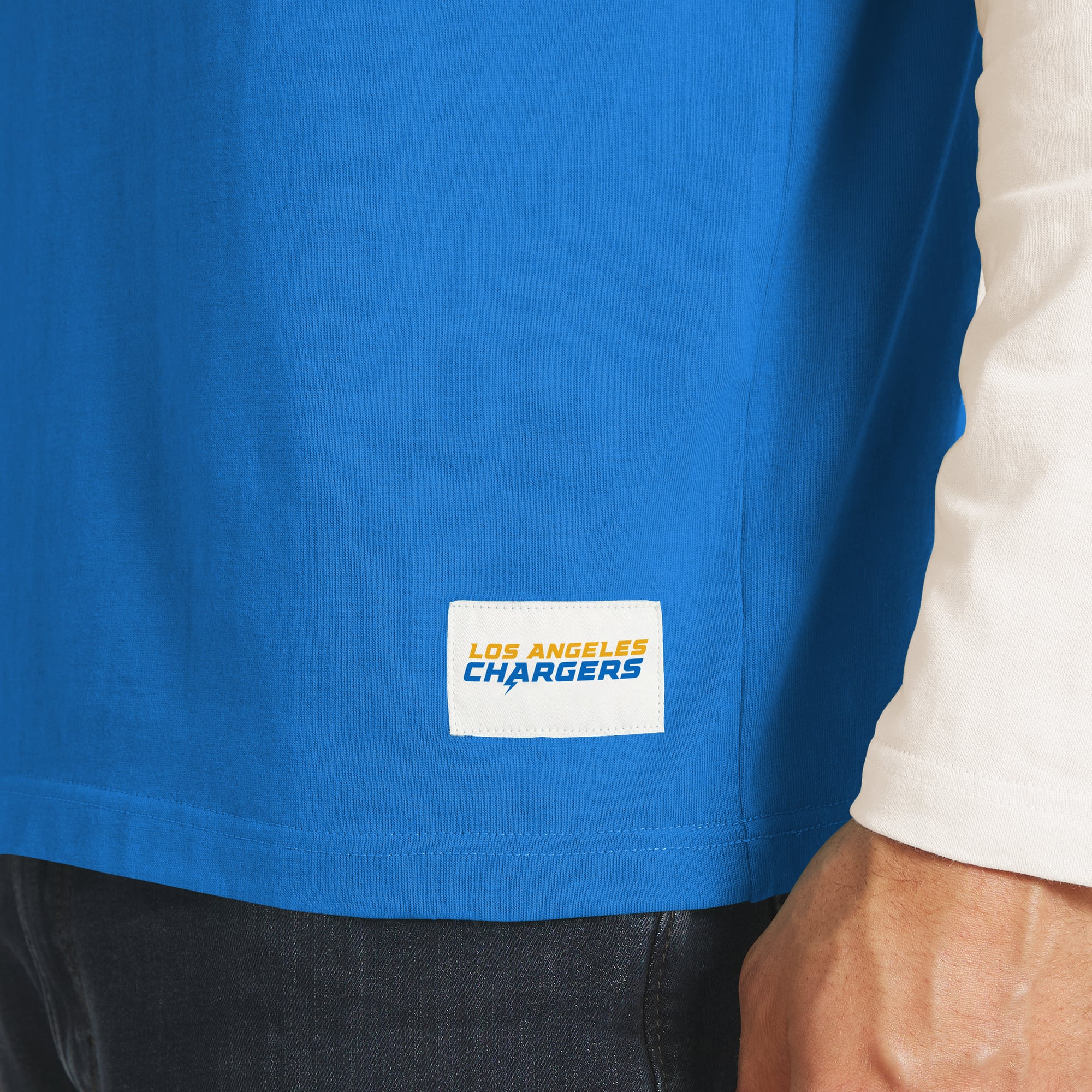 T-shirt à manches longues Henley bleu poudré/crème Los Angeles Chargers de la collection Darius Rucker pour homme par Fanatics
