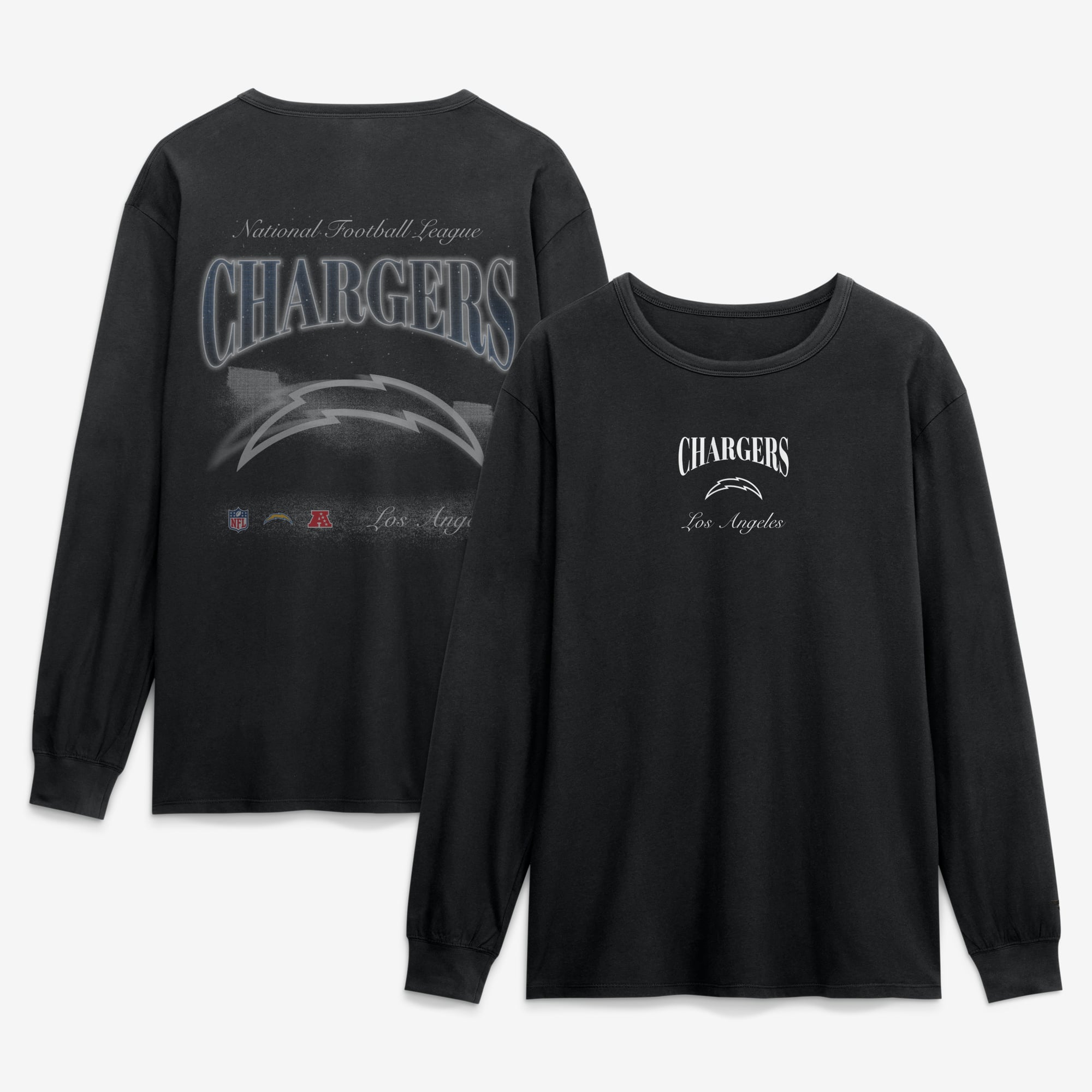 T-shirt à manches longues Fanatics noir pour homme Los Angeles Chargers Midnight Falls