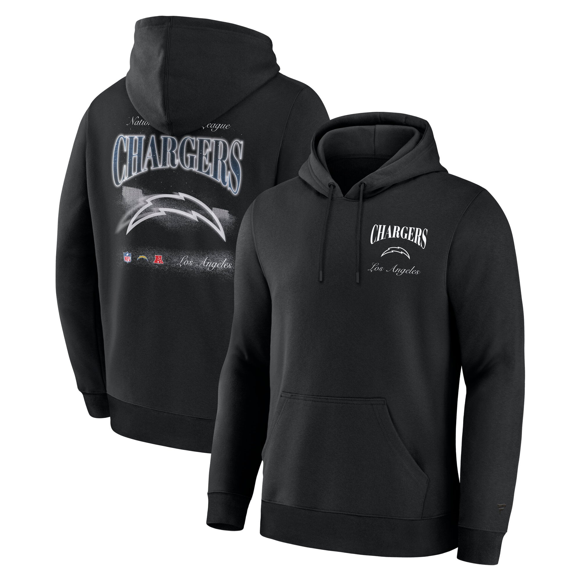 Men's Fanatics Black Los Angeles Chargers Nightfall Long Sleeve Fleece Hoodie