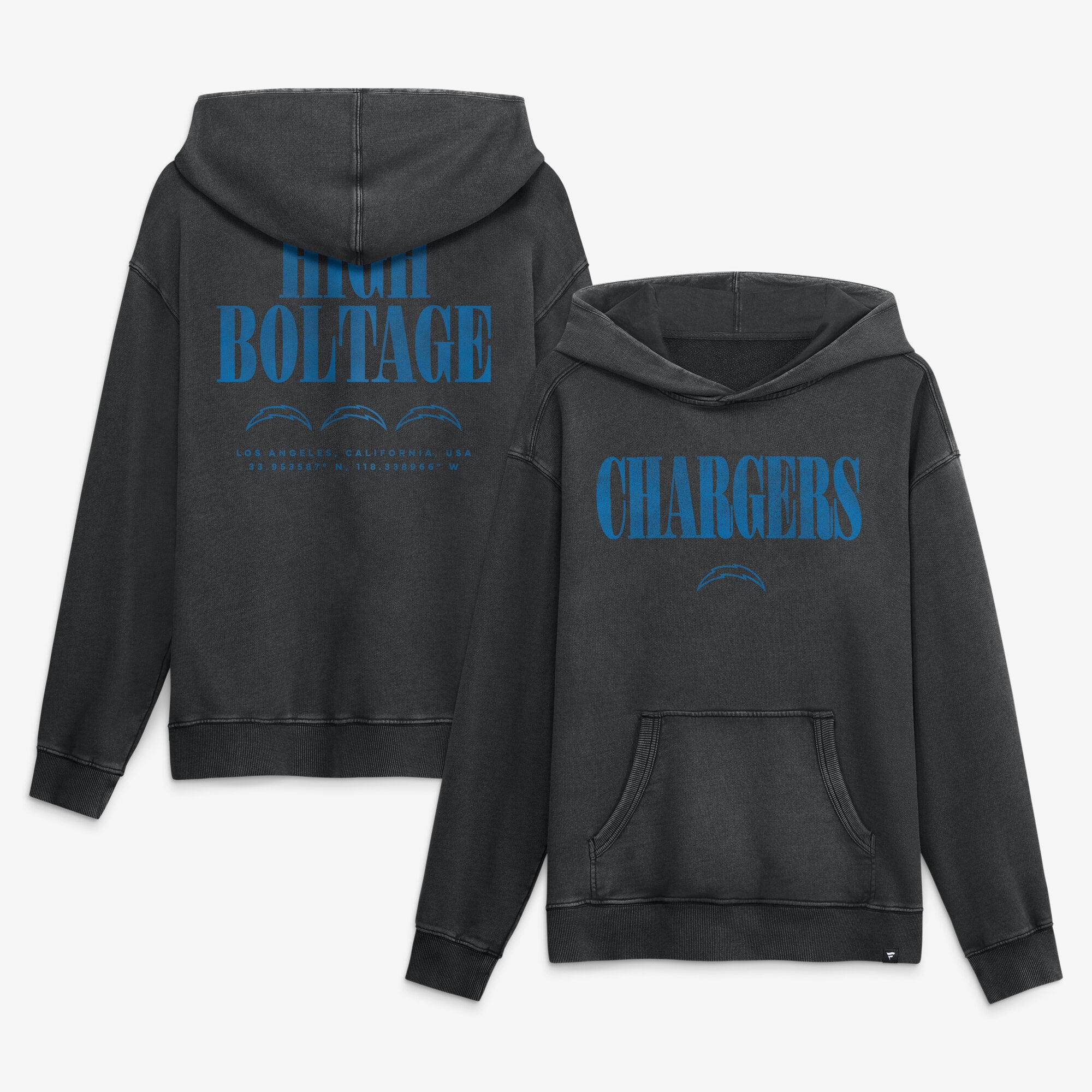 Sweat à capuche en molleton français Fanatics noir Los Angeles Chargers pour homme, modèle Relaxed Intense Rivalry