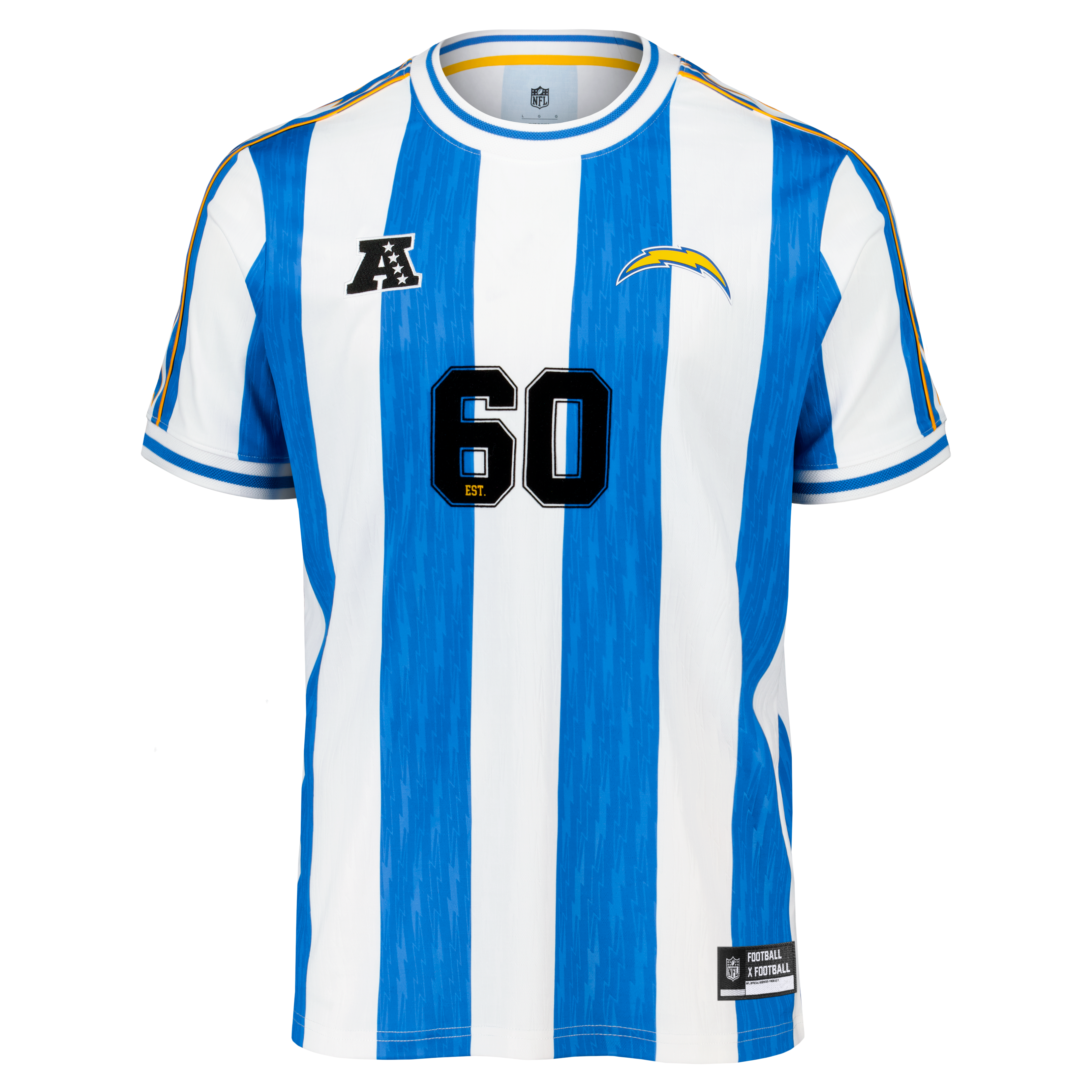 T-shirt de football américain Los Angeles Chargers bleu et blanc pour homme (Fanatics)