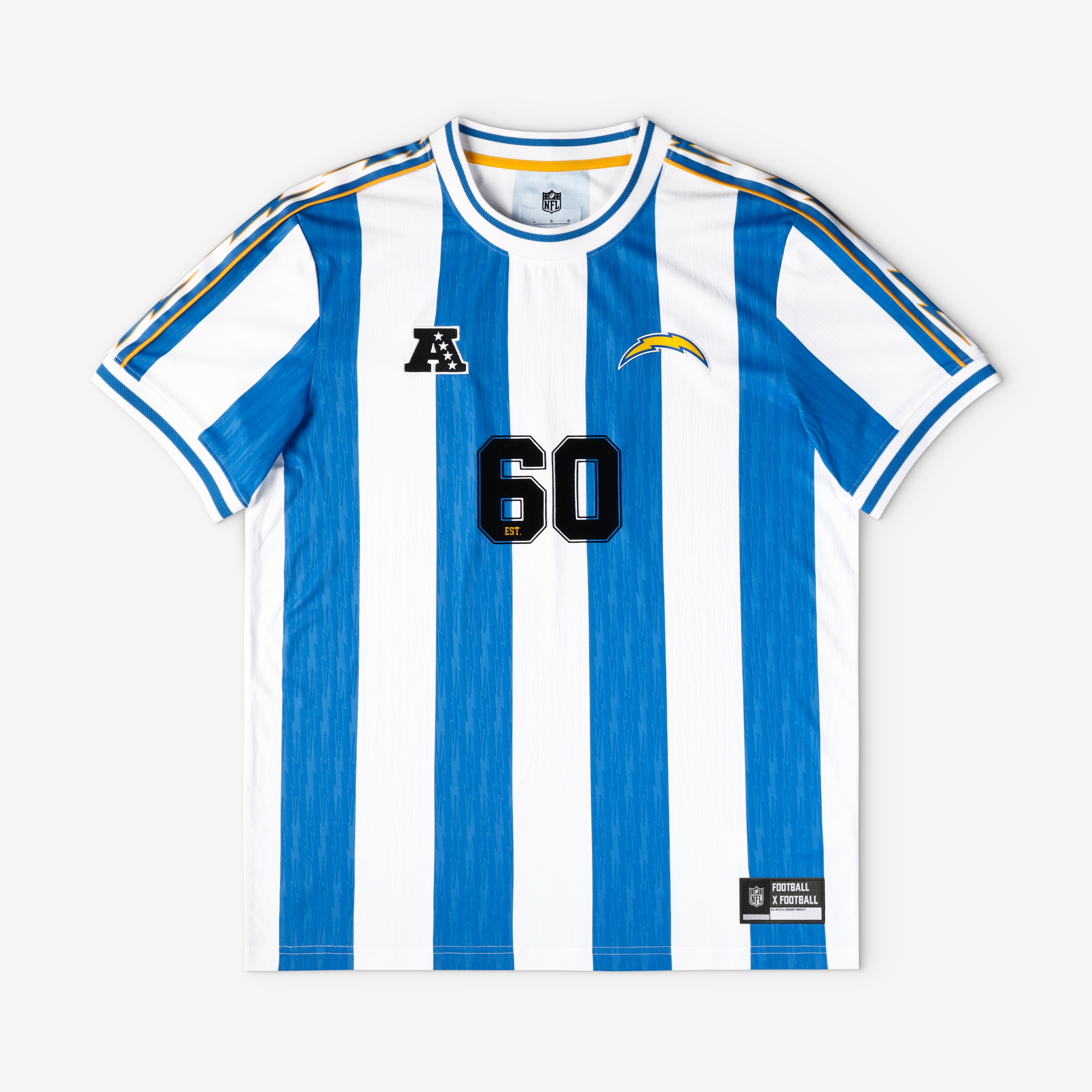 T-shirt de football américain Los Angeles Chargers bleu et blanc pour homme (Fanatics)